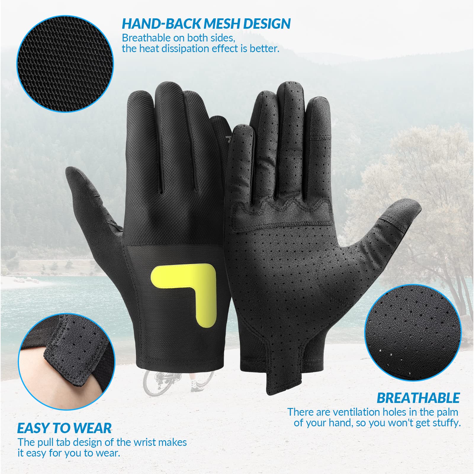 ROCKBROS Breathable Touchscreen Non-Slip Lightweight Cycling Gloves for MTB