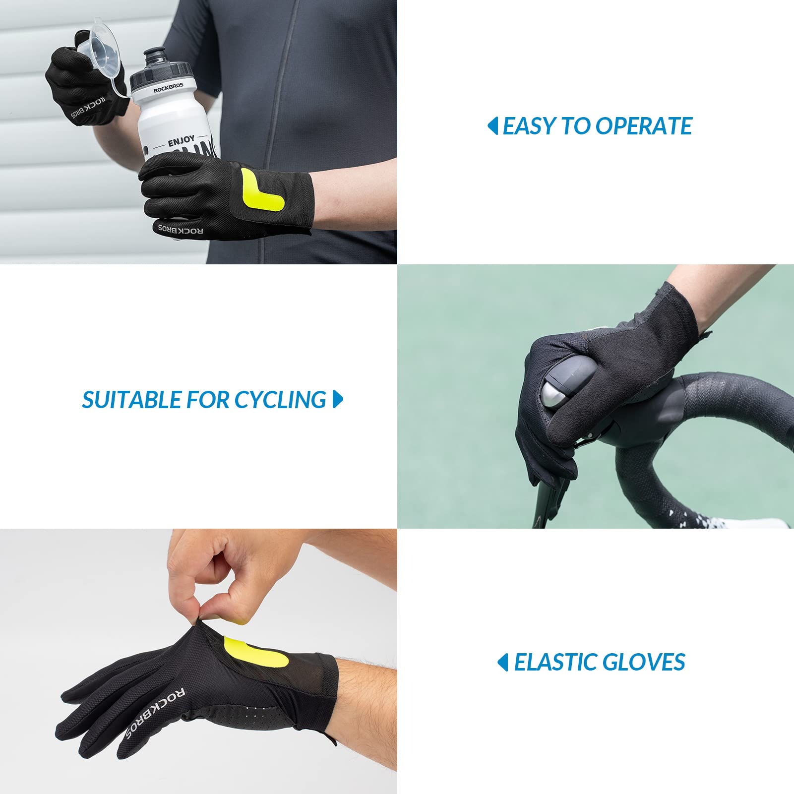 ROCKBROS Breathable Touchscreen Non-Slip Lightweight Cycling Gloves for MTB