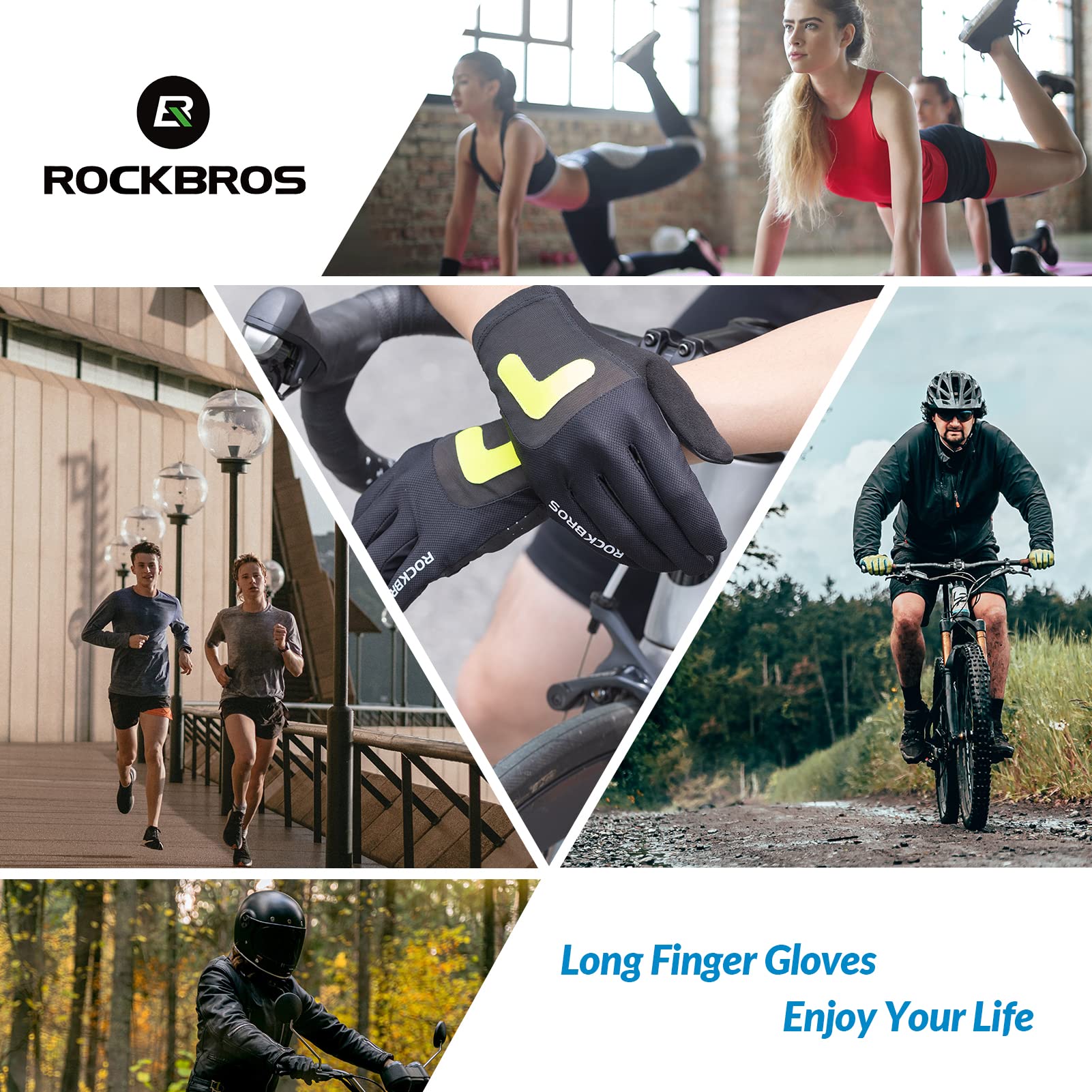 ROCKBROS Breathable Touchscreen Non-Slip Lightweight Cycling Gloves for MTB