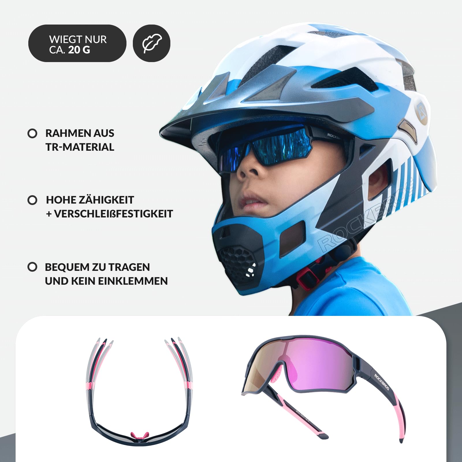 ROCKBROS Children's Cycling glasses UV400 Protection Sunglasses for Boys Girls #Color_Dark Blue