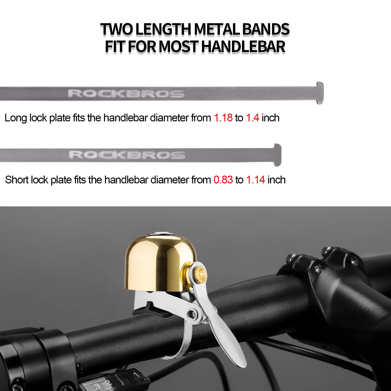 ROCKBROS Cycling Belll Ring Loud Handlebar Alarm Bicycle Bell #Color_Bright Silver