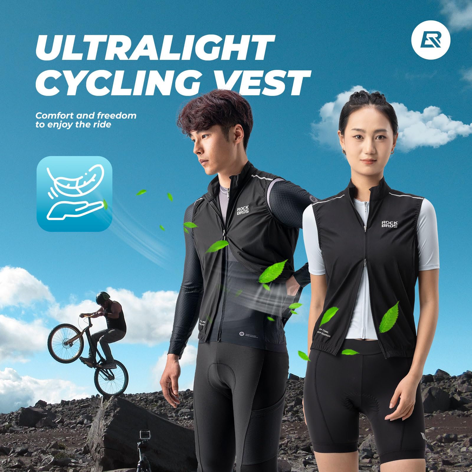 ROCKBROS Cycling Gilet Sleeveless Windbreaker Reflective Lightweight Vest