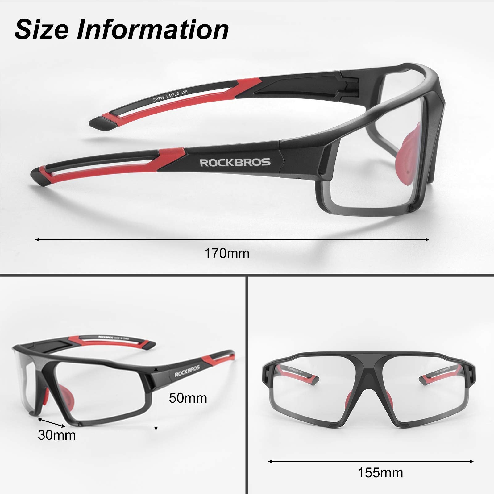 ROCKBROS Cycling Glasses UV 400 Protection Sports Photochromic Glasses #Color_Black