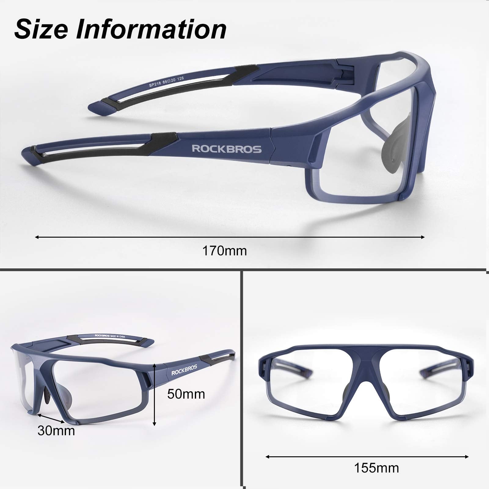 ROCKBROS Cycling Glasses UV 400 Protection Sports Photochromic Glasses #Color_Blue