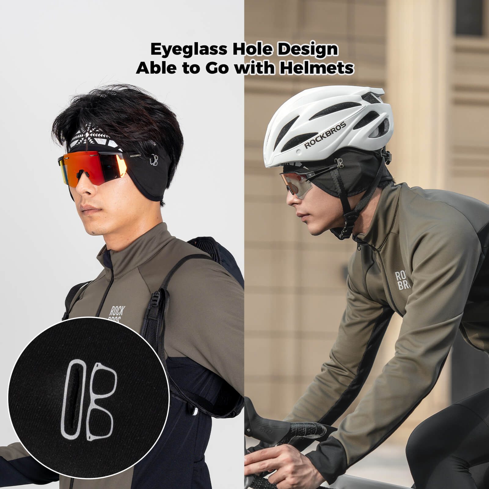 ROCKBROS cycling headbands, sports ear warmer, windproof and thermal head wrap, unisex, ideal for cold weather cycling.