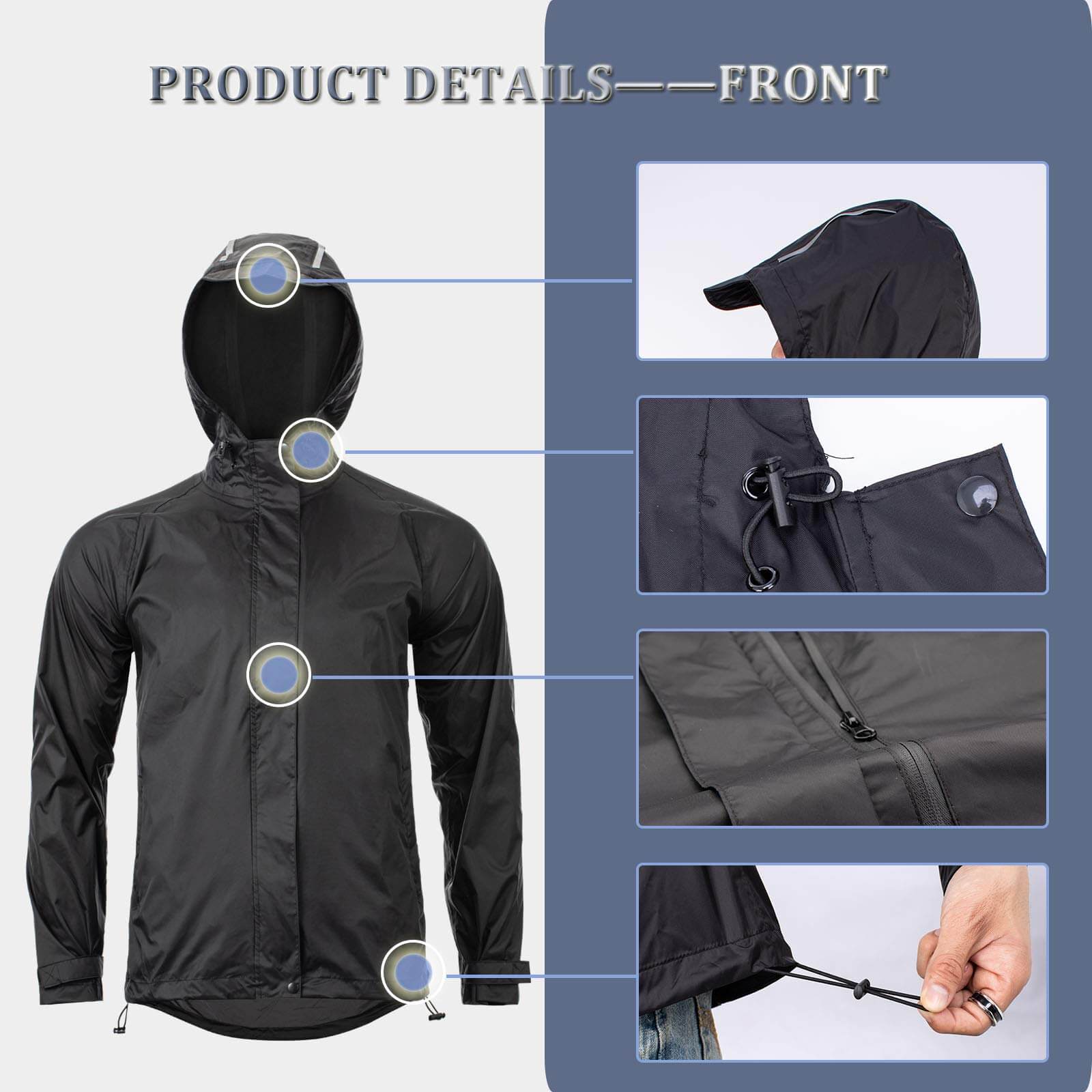 ROCKBROS waterproof cycling jacket, reflective rain jacket, unisex design, ideal for outdoor riding in wet weather