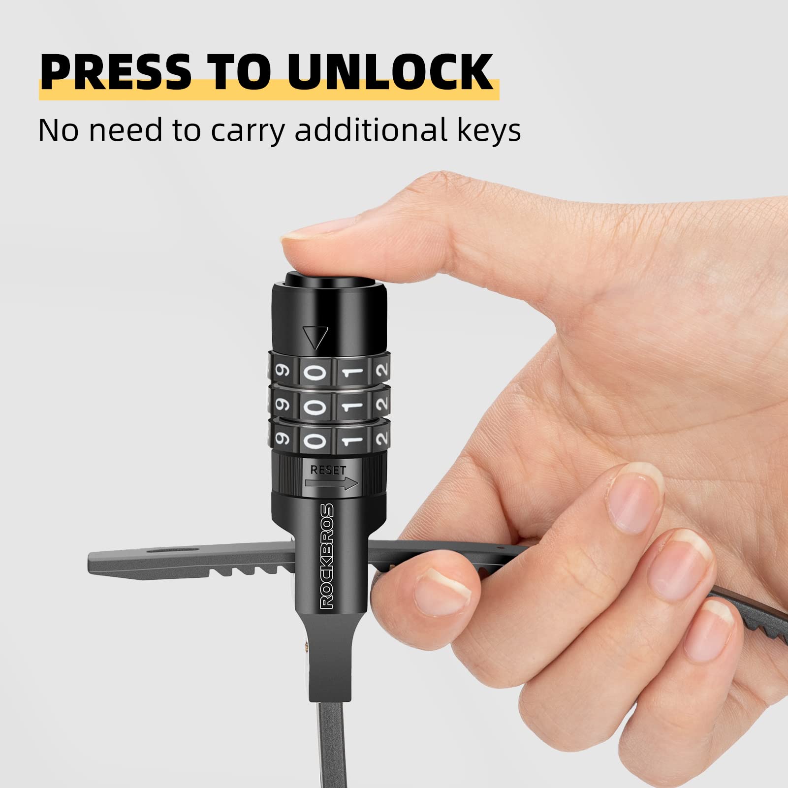 ROCKBROS Cycling Lock High Security Combination Lock with 3 Digit Code