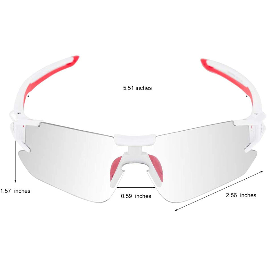 ROCKBROS Cycling Photochromic Sunglasses Rimless Transparent Goggles #Color_ White Red