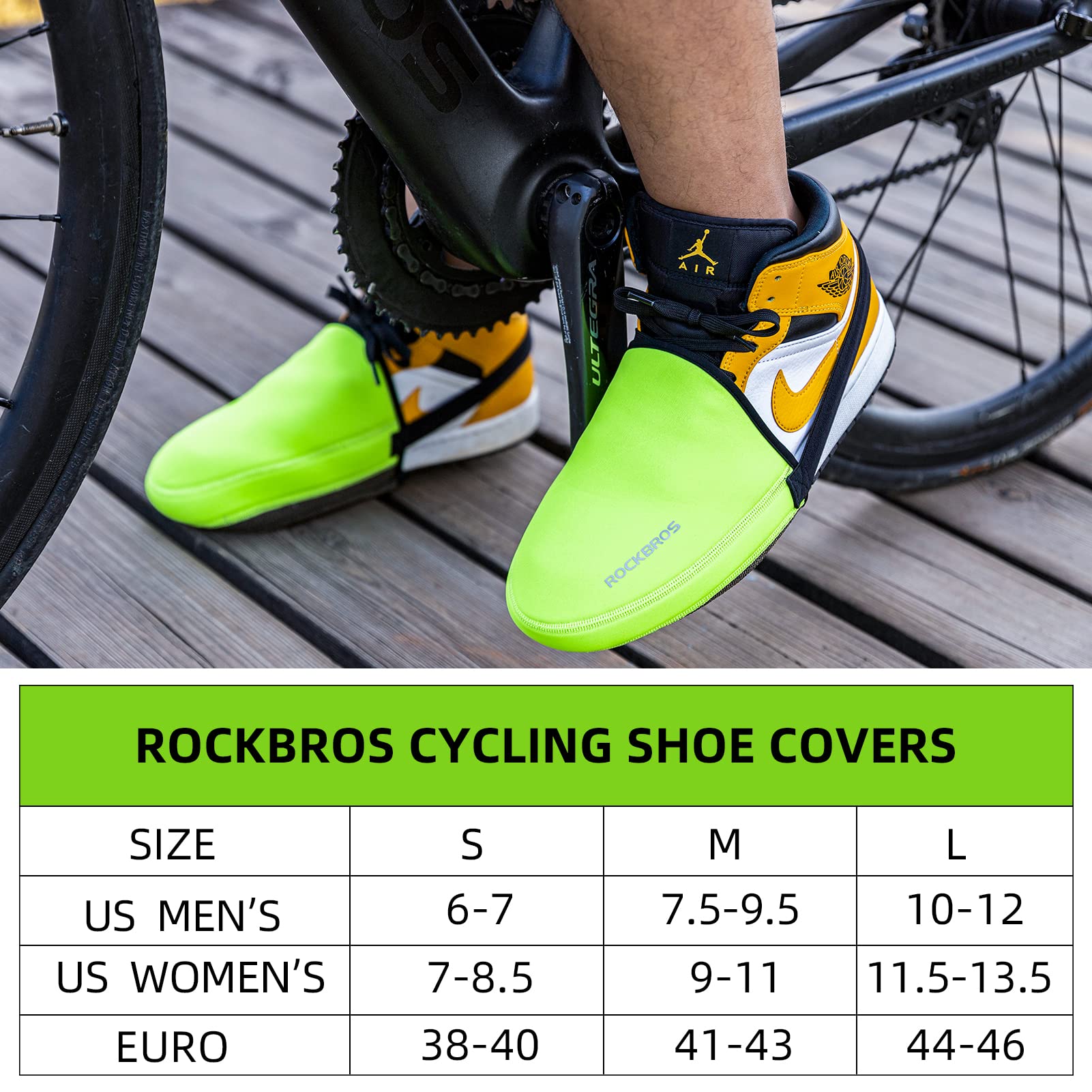 ROCKBROS Cycling Shoe Toe Covers Bike Overshoes Thermal Unisex #Color_Green
