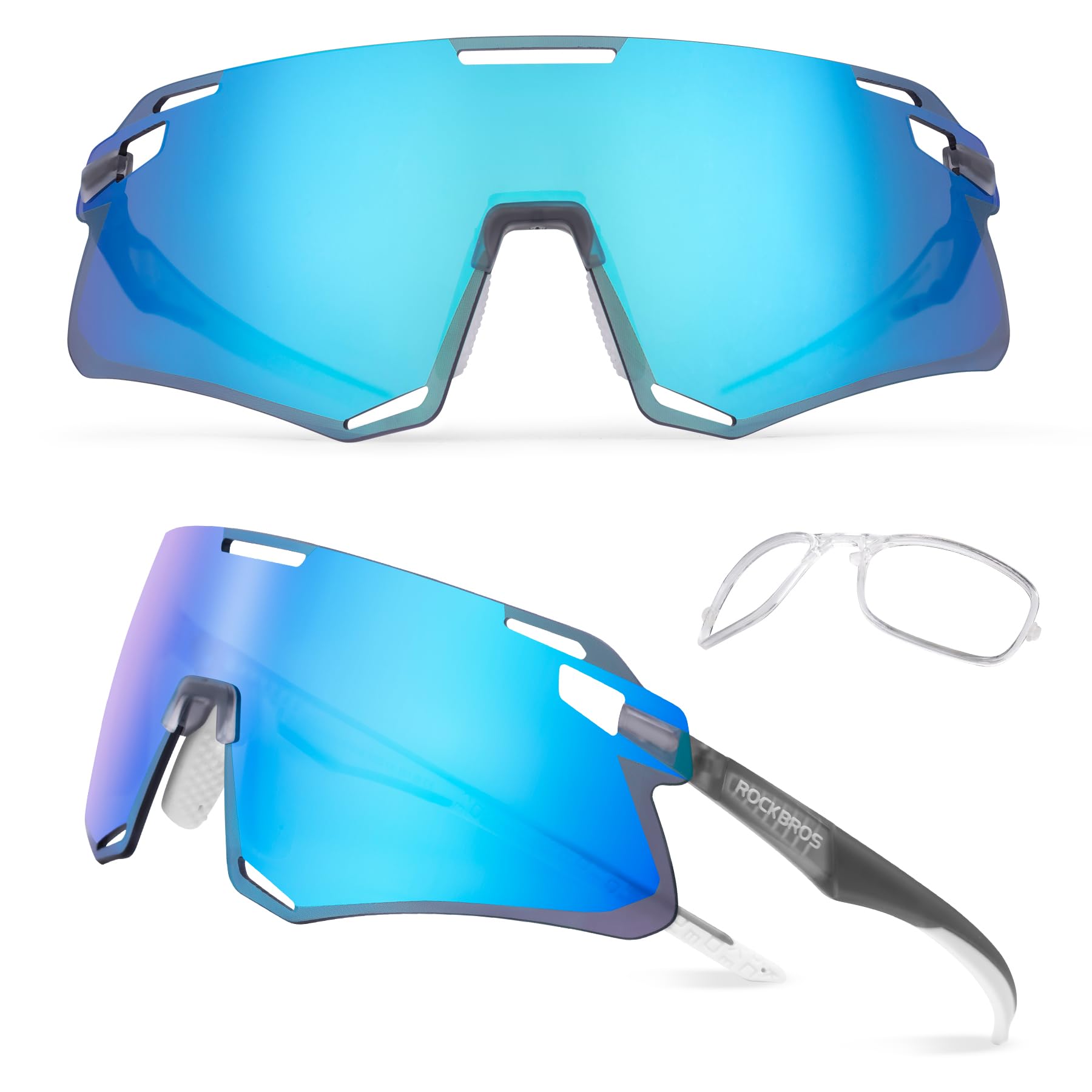 ROCKBROS SP318 frameless cycling sunglasses with UV400 protection, lightweight and aerodynamic design.#Color_Sky Blue