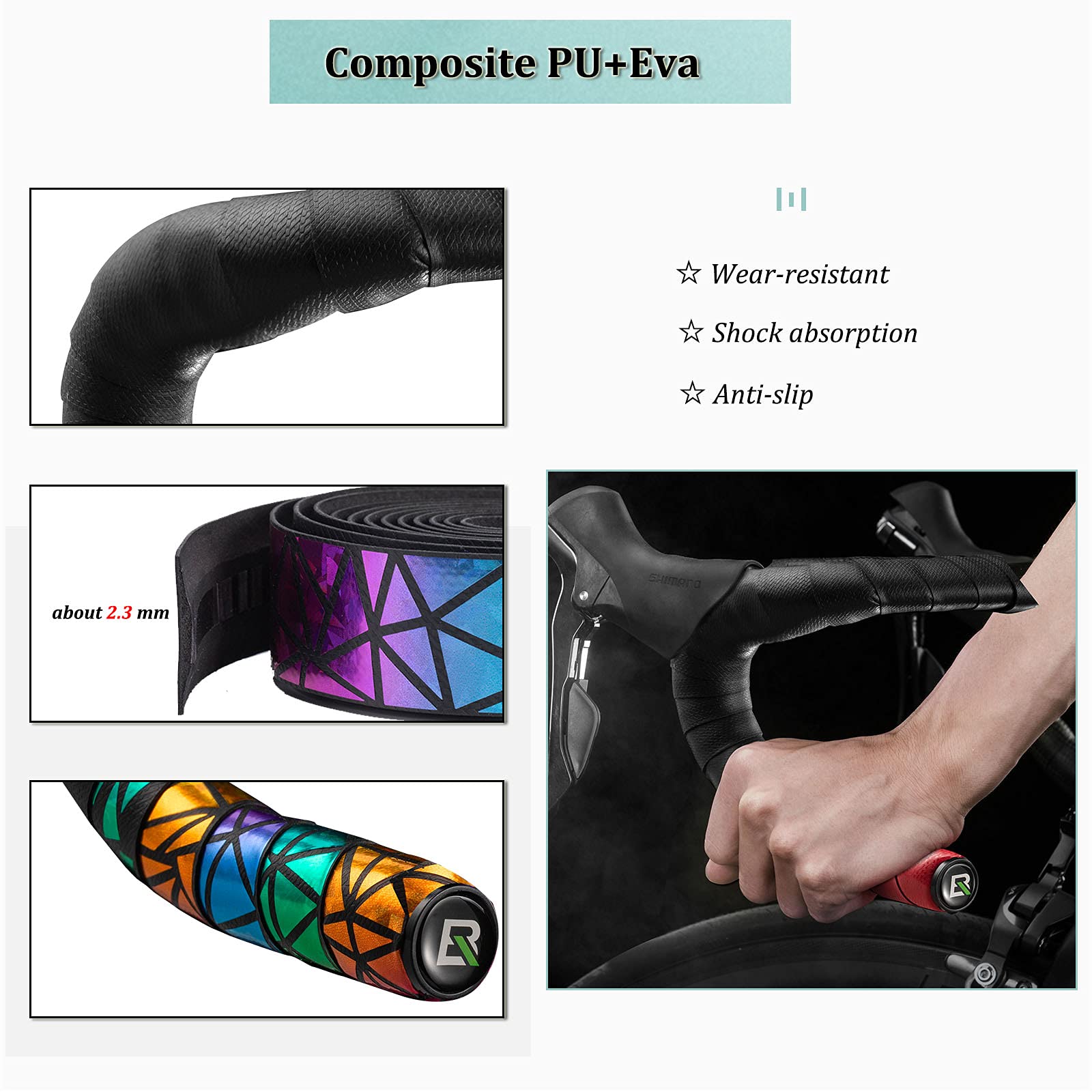ROCKBROS EVA Bicycle Handlebar Tape for Road Bike & Urban Bikes #Color_Colorful