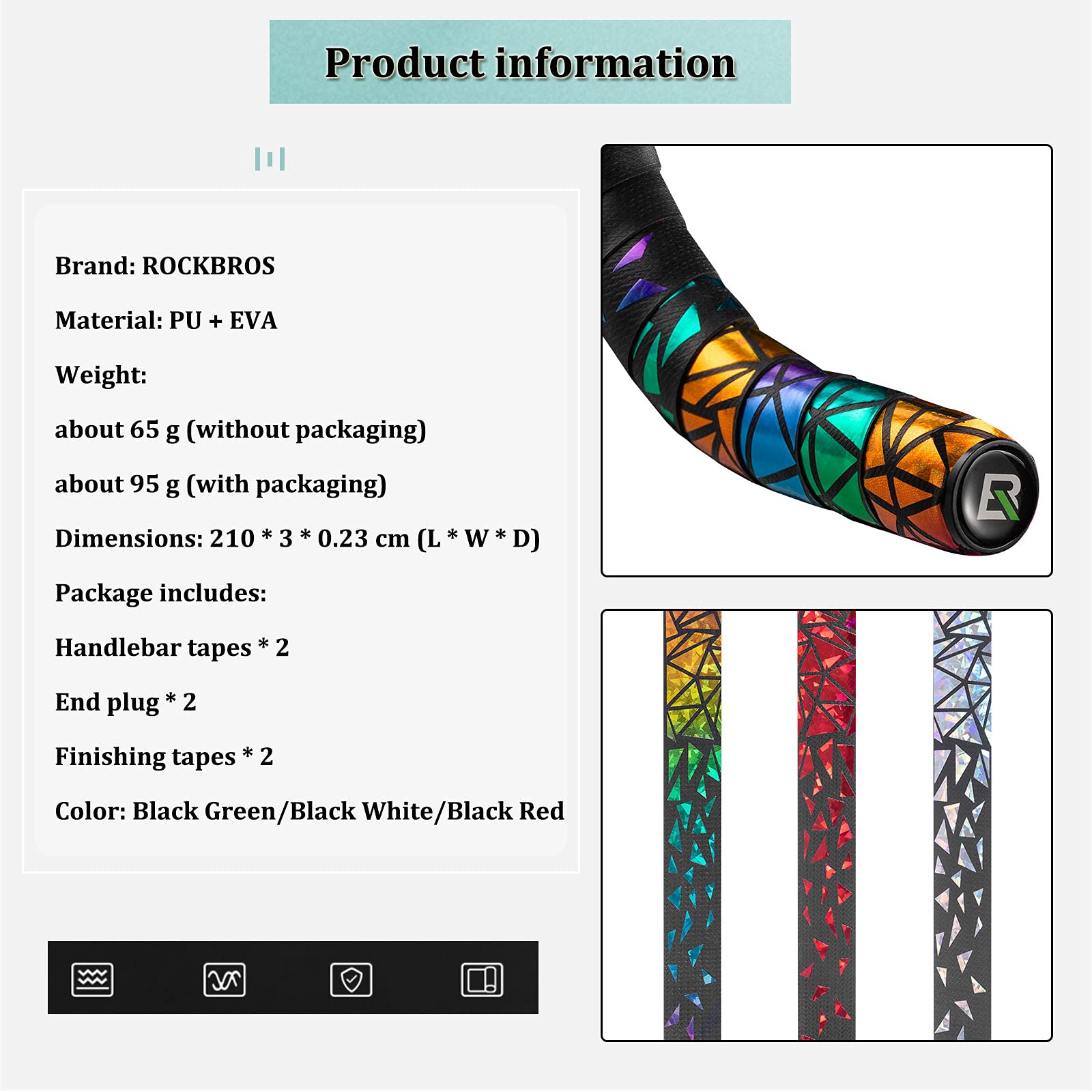 ROCKBROS EVA Bicycle Handlebar Tape for Road Bike & Urban Bikes #Color_Colorful