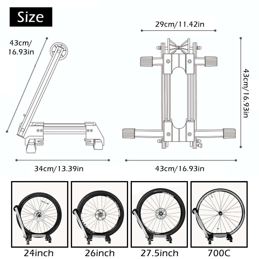 ROCKBROS foldable bike stand, portable aluminium bicycle storage holder, ideal for convenient bike parking