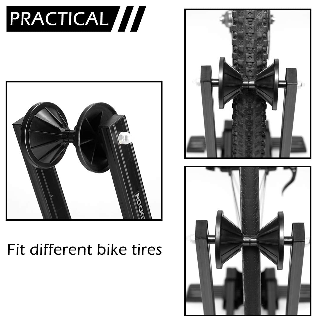 ROCKBROS foldable bike stand, portable aluminium bicycle storage holder, ideal for convenient bike parking