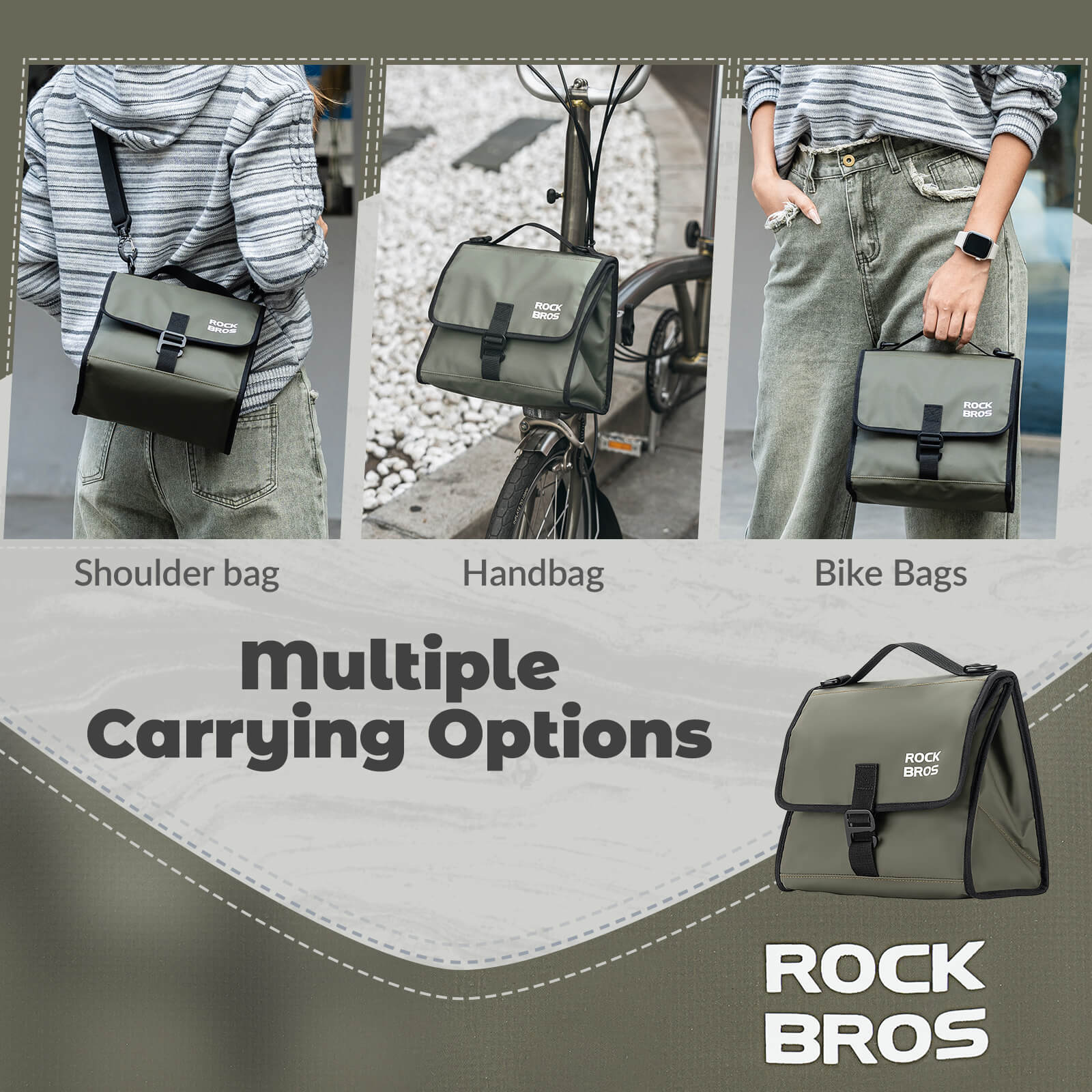 ROCKBROS Folding Bike Handlebar Bag Backpack 4-7L – Compact & Versatile Storage for Every Ride!​ #Color_Brown