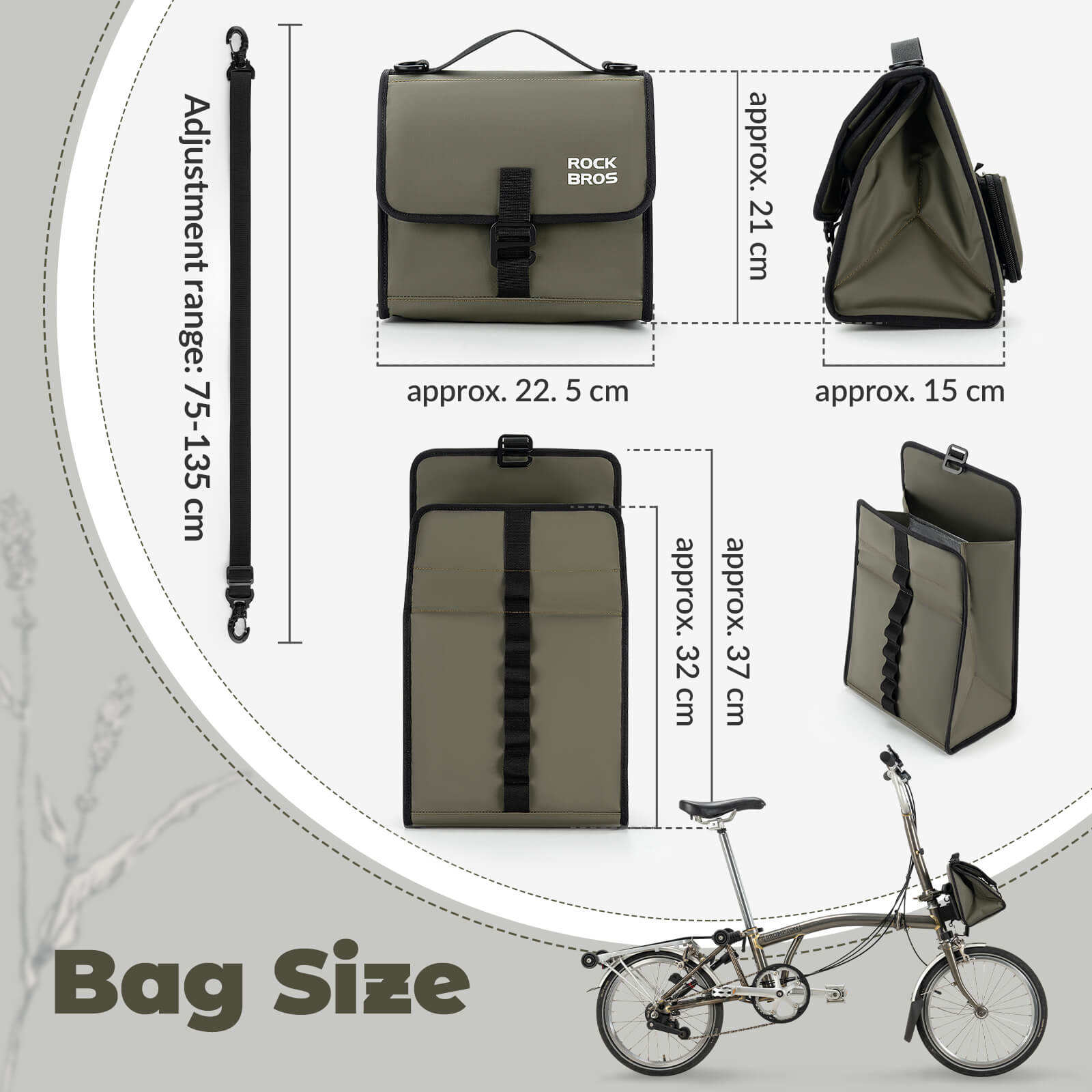 ROCKBROS Folding Bike Handlebar Bag Backpack 4-7L – Compact & Versatile Storage for Every Ride!​ #Color_Brown