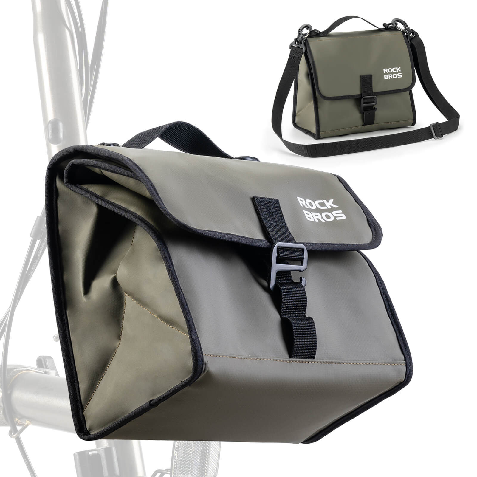 ROCKBROS Folding Bike Handlebar Bag Backpack 4-7L – Compact & Versatile Storage for Every Ride!​ #Color_Brown