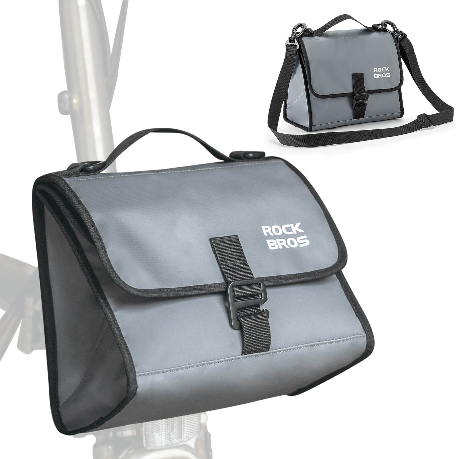 ROCKBROS Folding Bike Handlebar Bag Backpack 4-7L – Compact & Versatile Storage for Every Ride!​ #Color_Grey