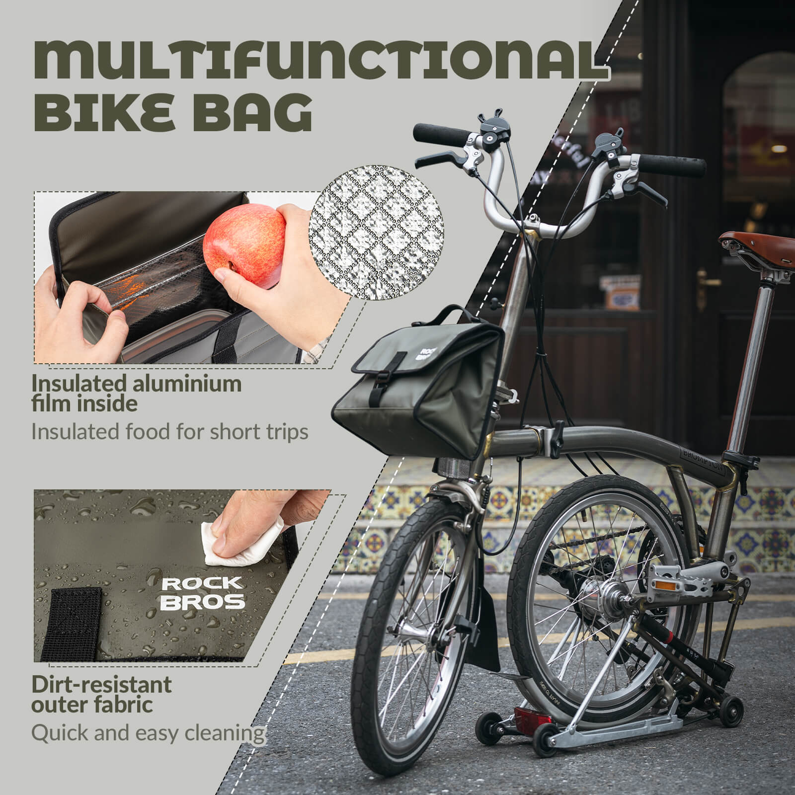 ROCKBROS Folding Bike Handlebar Bag Backpack 4-7L – Compact & Versatile Storage for Every Ride!​ #Color_Brown