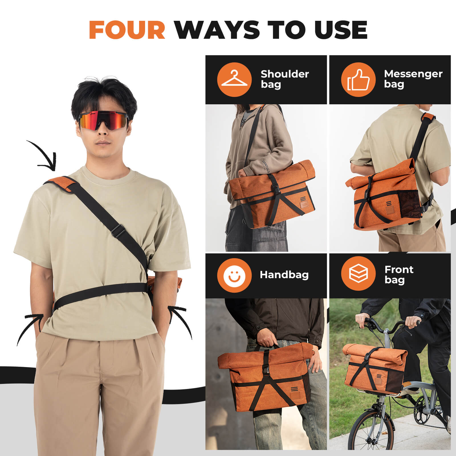 ROCKBROS Folding Bike Handlebar Bag Backpack - H48 | Ultimate Versatile Storage Solution!​