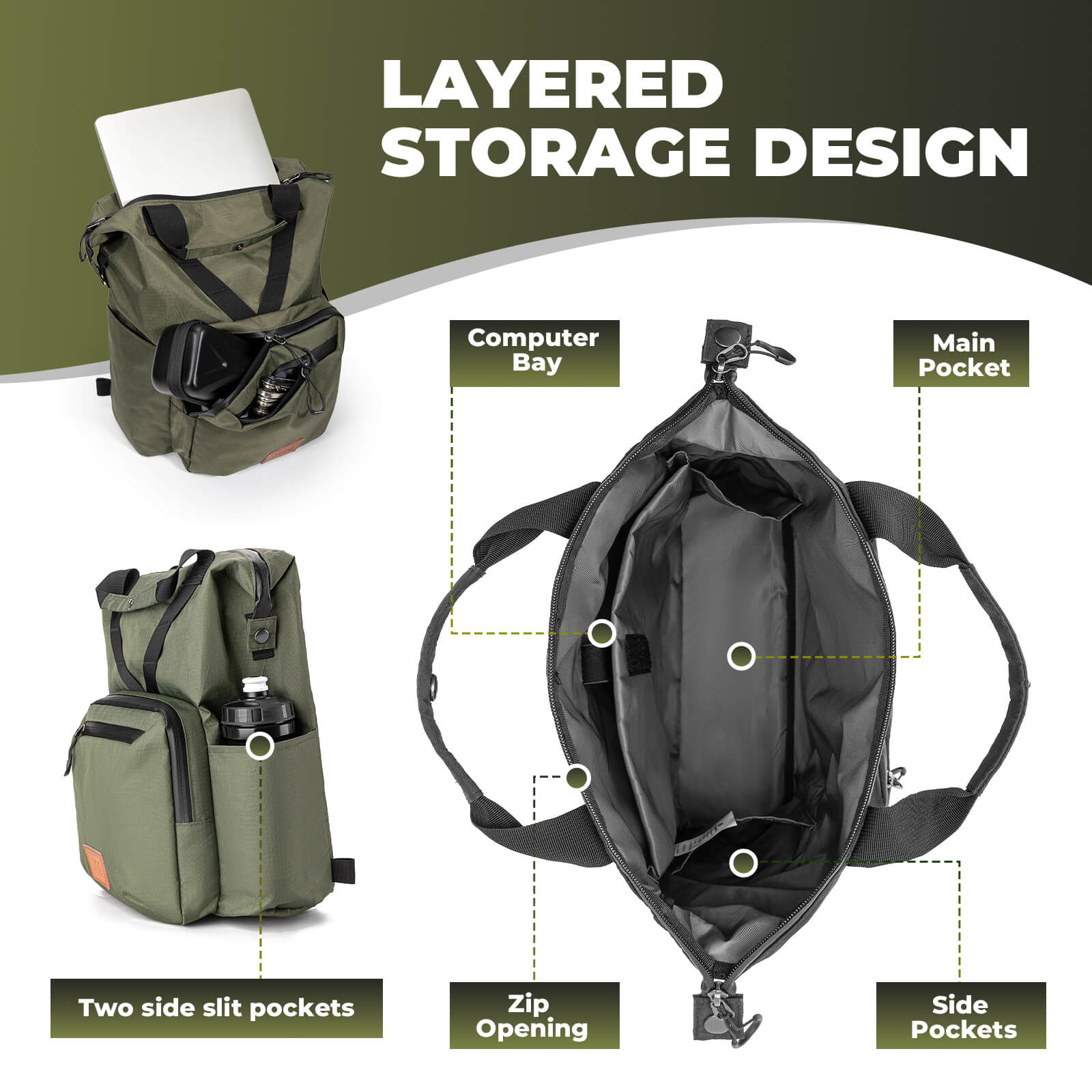 ROCKBROS Folding Bike Handlebar Bag Backpack - H43