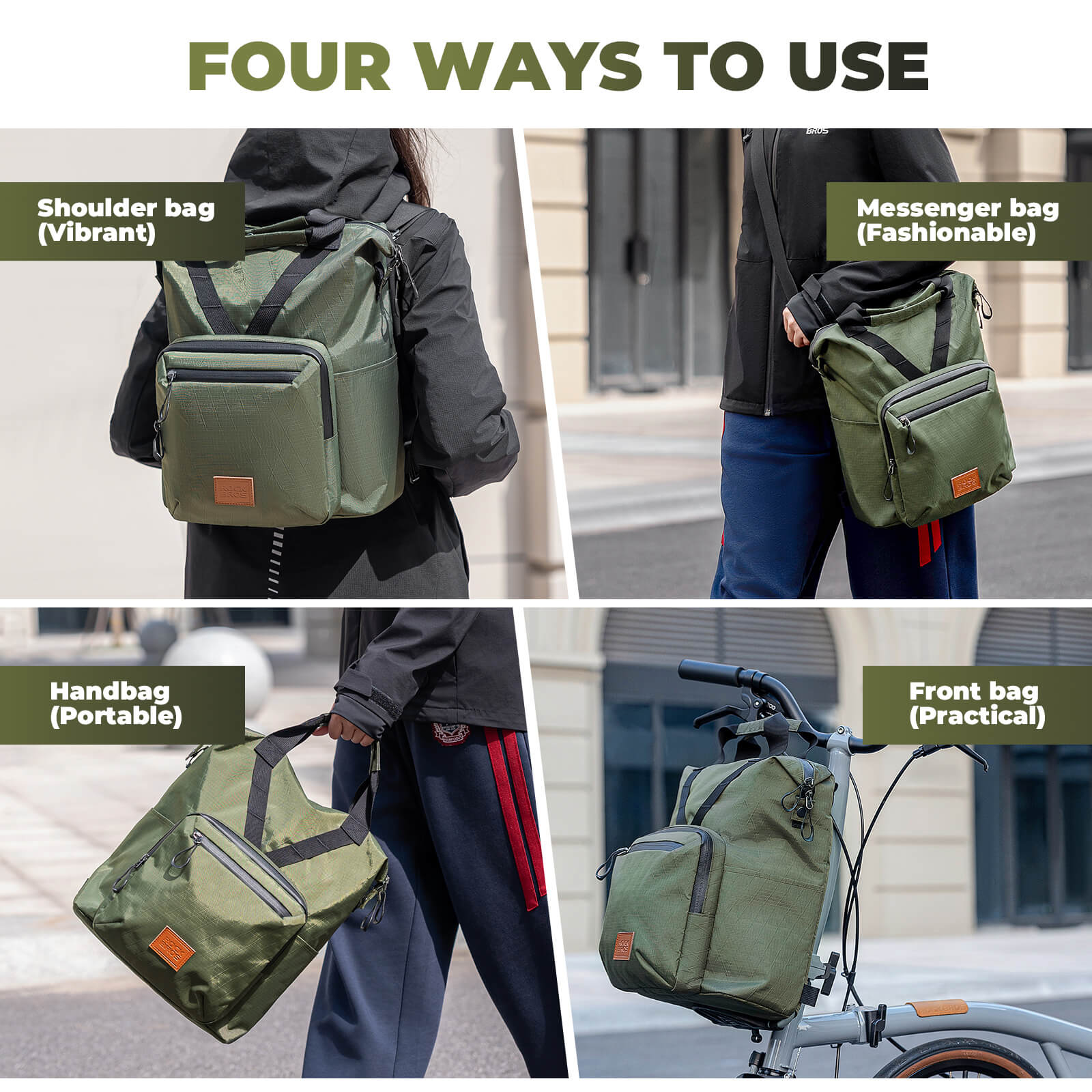 ROCKBROS Folding Bike Handlebar Bag Backpack - H43 – Smart Storage for Every Ride!​