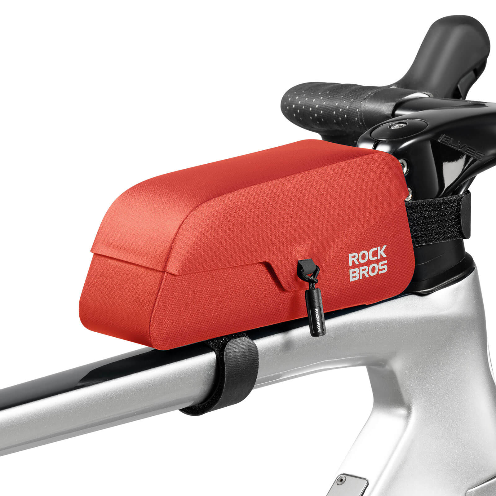 ROCKBROS frame bag with magnetic zipless design, top tube bag, 100% waterproof, 0.6L-0.9L capacity, ideal for cycling storage. #Color_Red