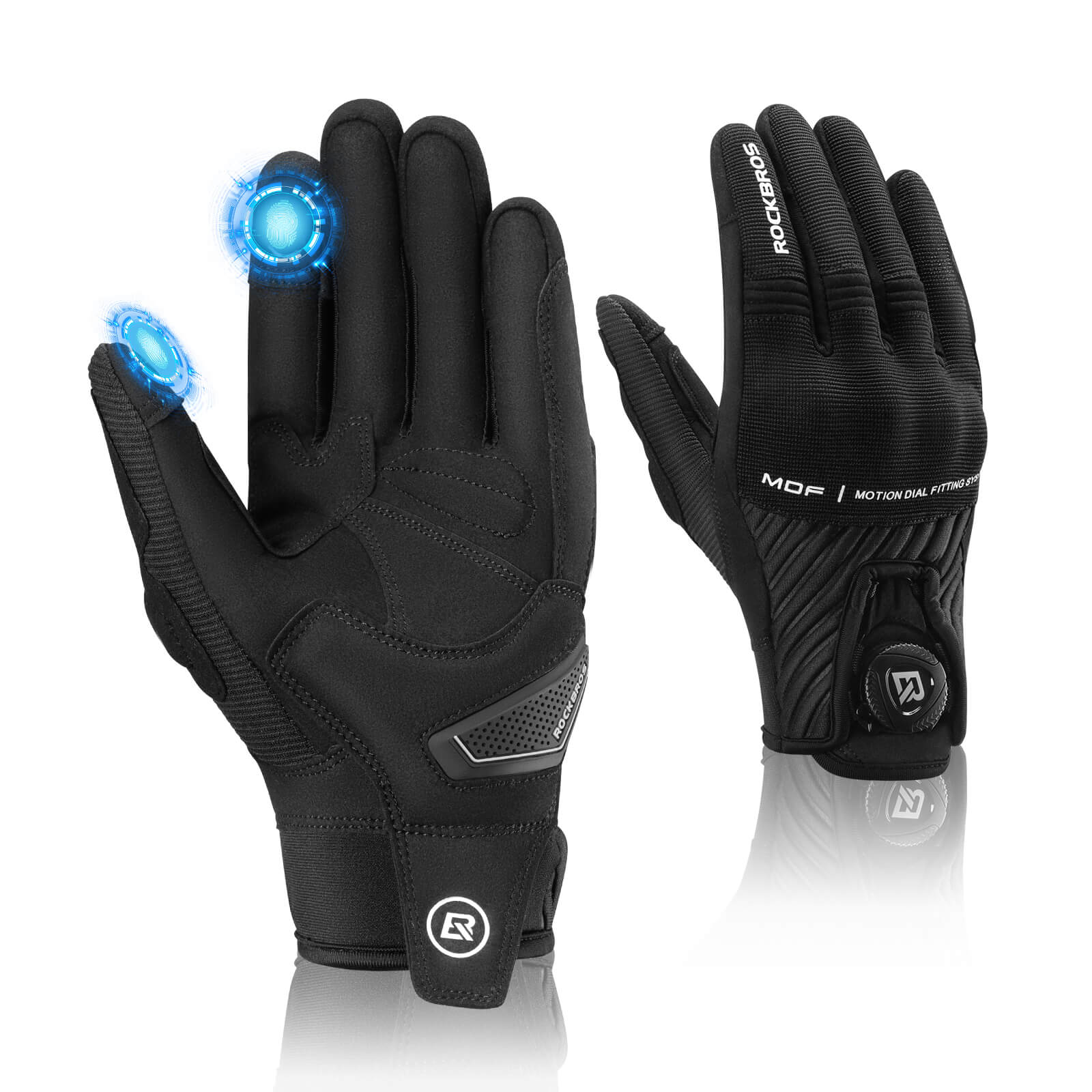 ROCKBROS Full Finger Cycling Gloves Touchscreen Breathable Flexible Padded