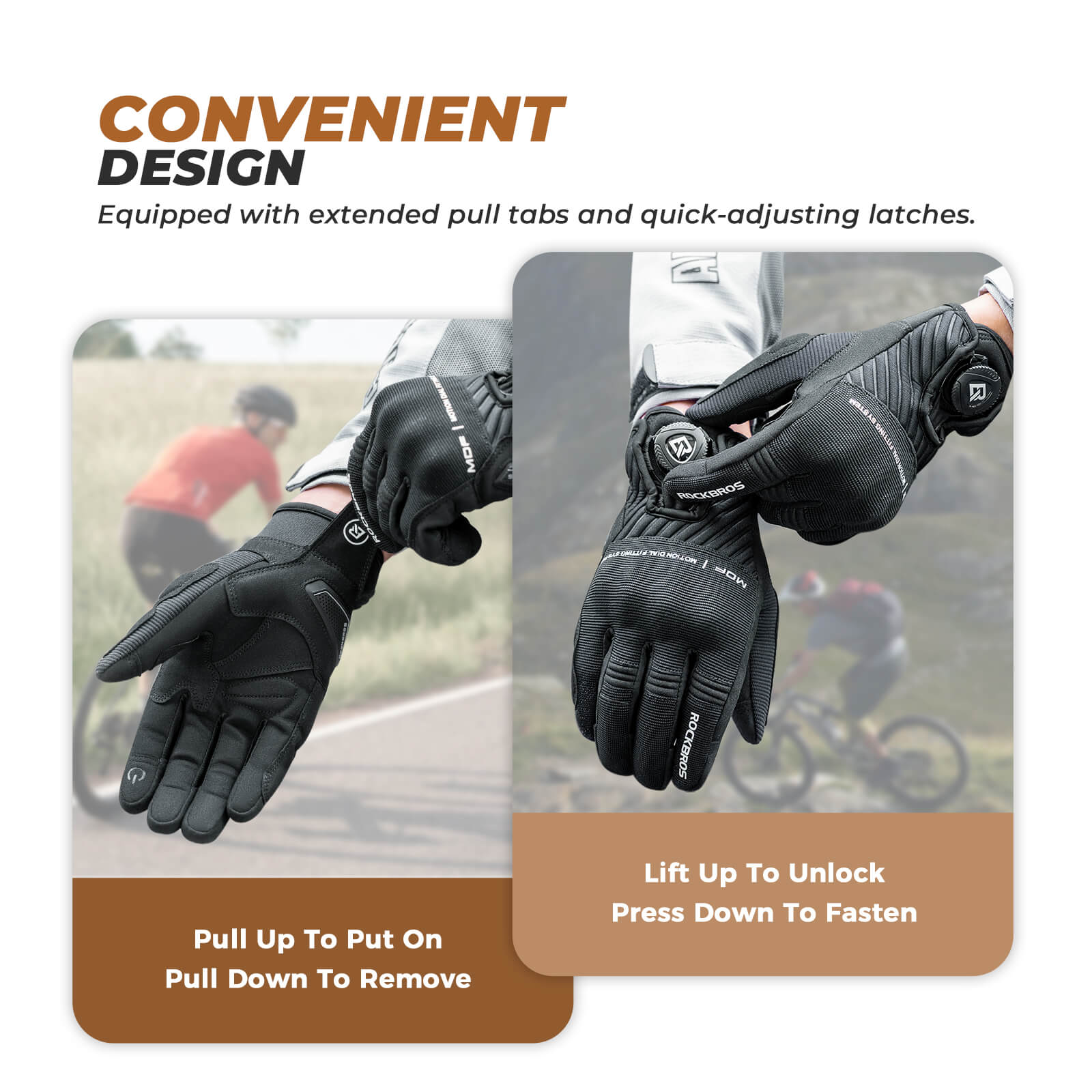 ROCKBROS Full Finger Cycling Gloves Touchscreen Breathable Flexible Padded