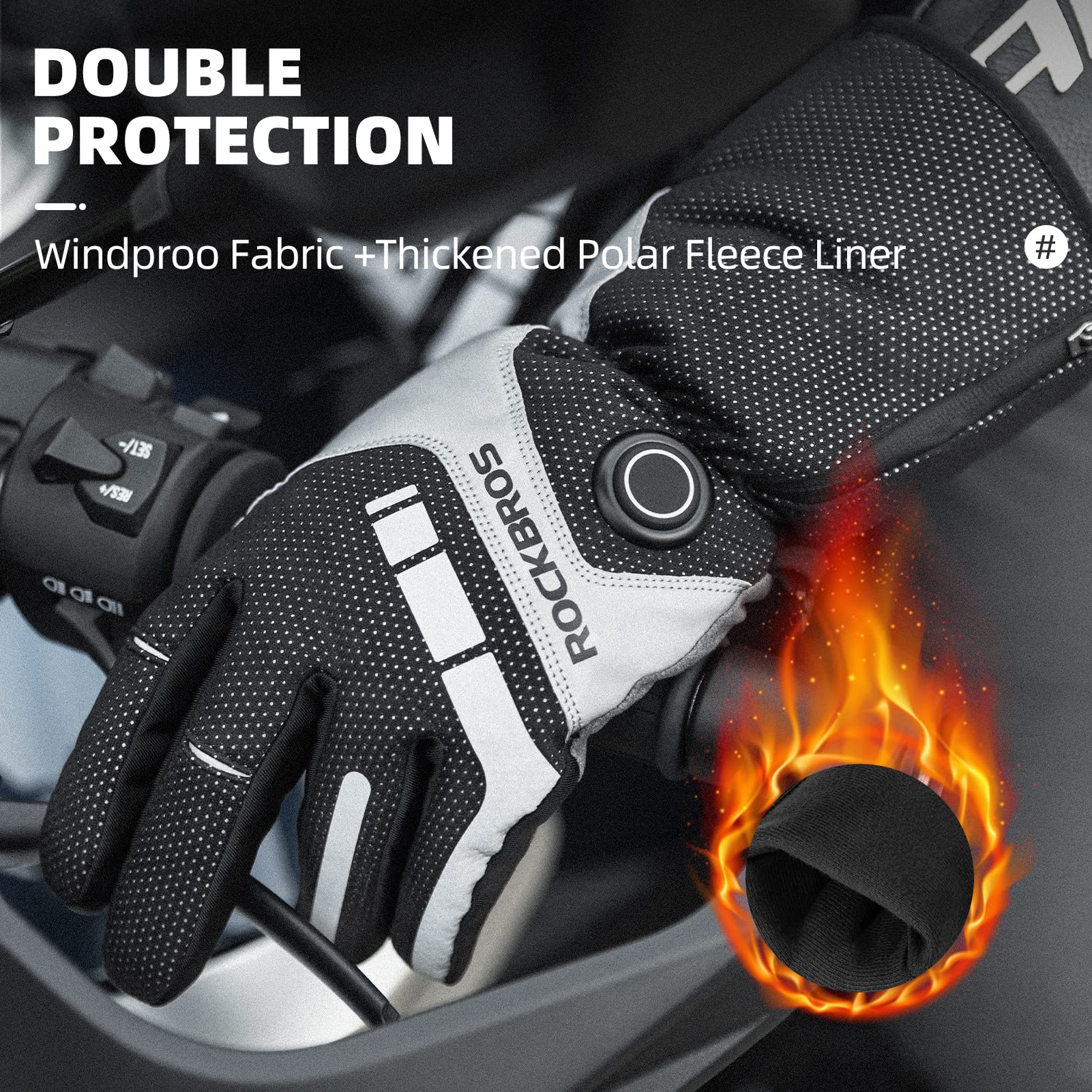 ROCKBROS Heated Gloves Winter Touchscreen 3 Gear Electric Cycling Gloves