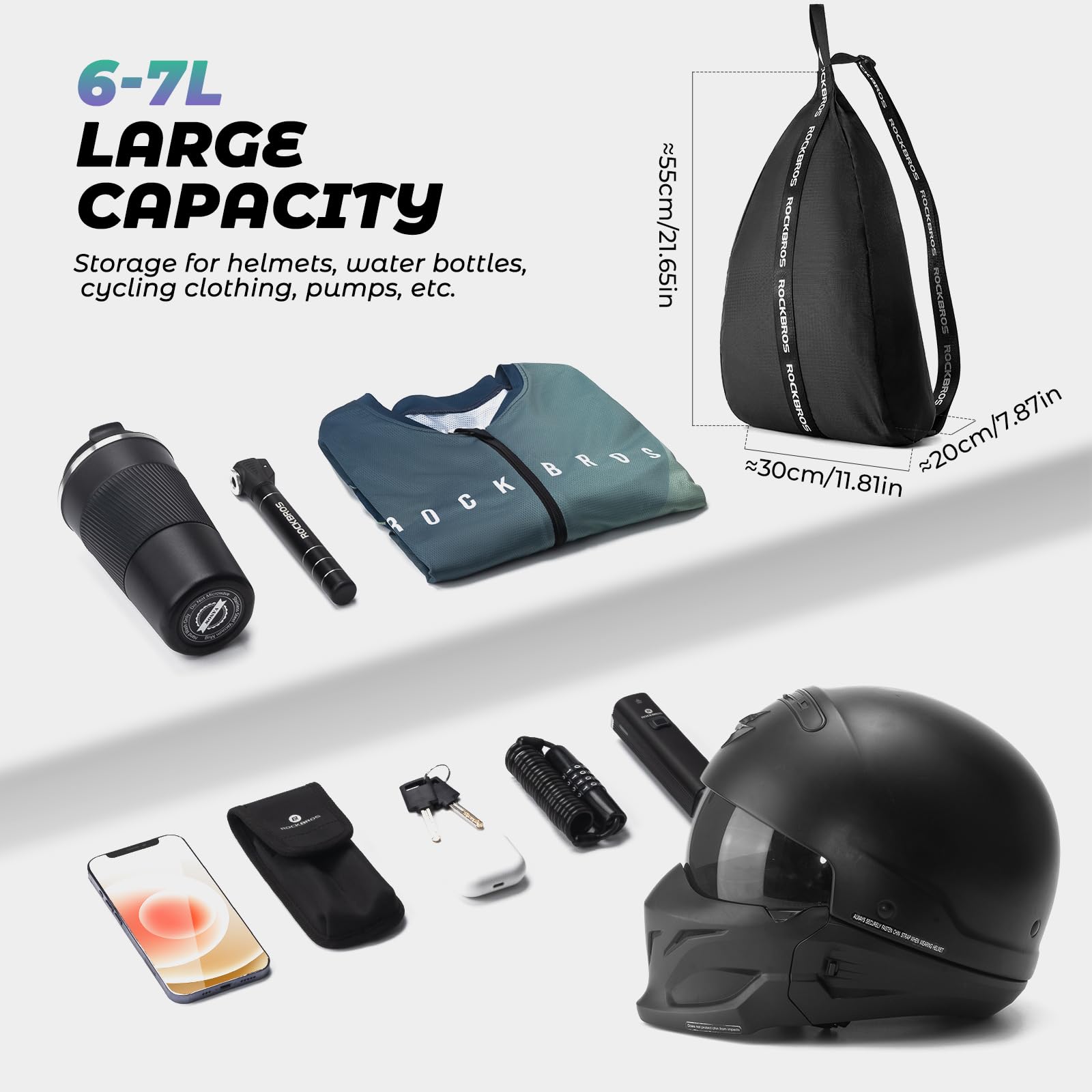 ROCKBROS Helmet Bag for Motorcycles & Bicycles Waterproof Backpack 6-7L