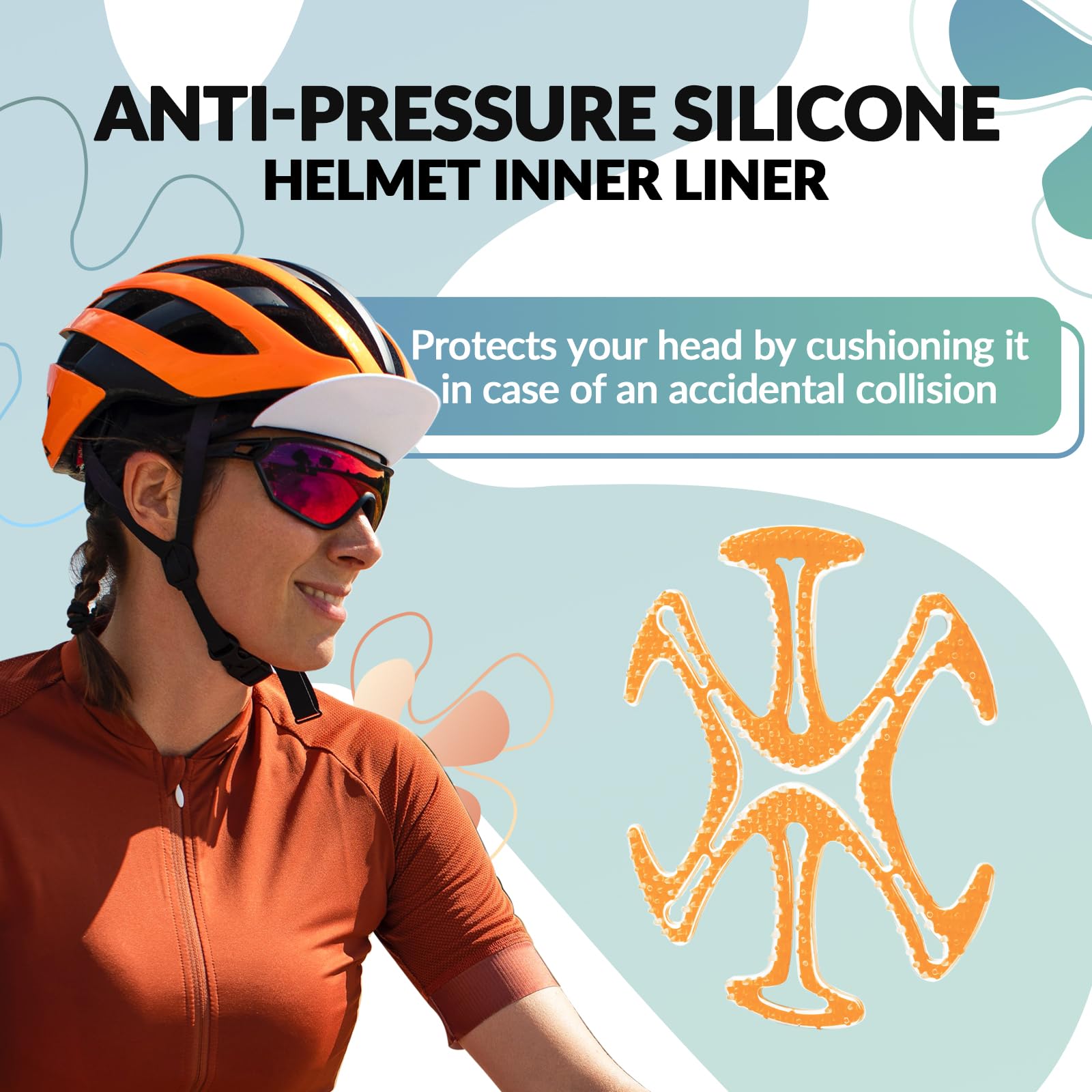 ROCKBROS Helmet Padding Bike & Motorcycle Helmet Pads 3 Colors #Color_Orange