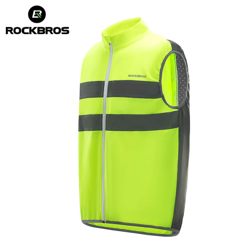 ROCKBROS high-visibility sleeveless cycling vest, reflective running gilet, ideal for outdoor sports and safety