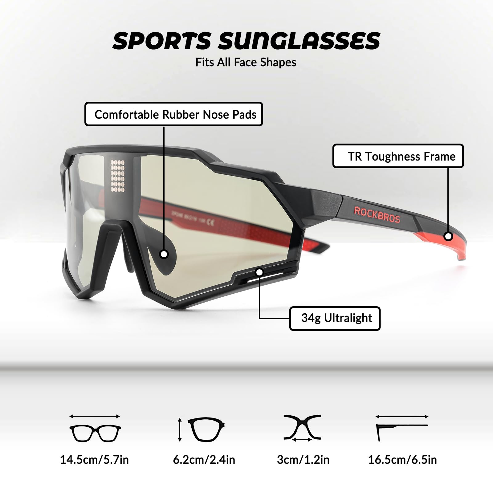 ROCKBROS Intelligent Cycling Glasses Sunglasses Photochromic + Polarized