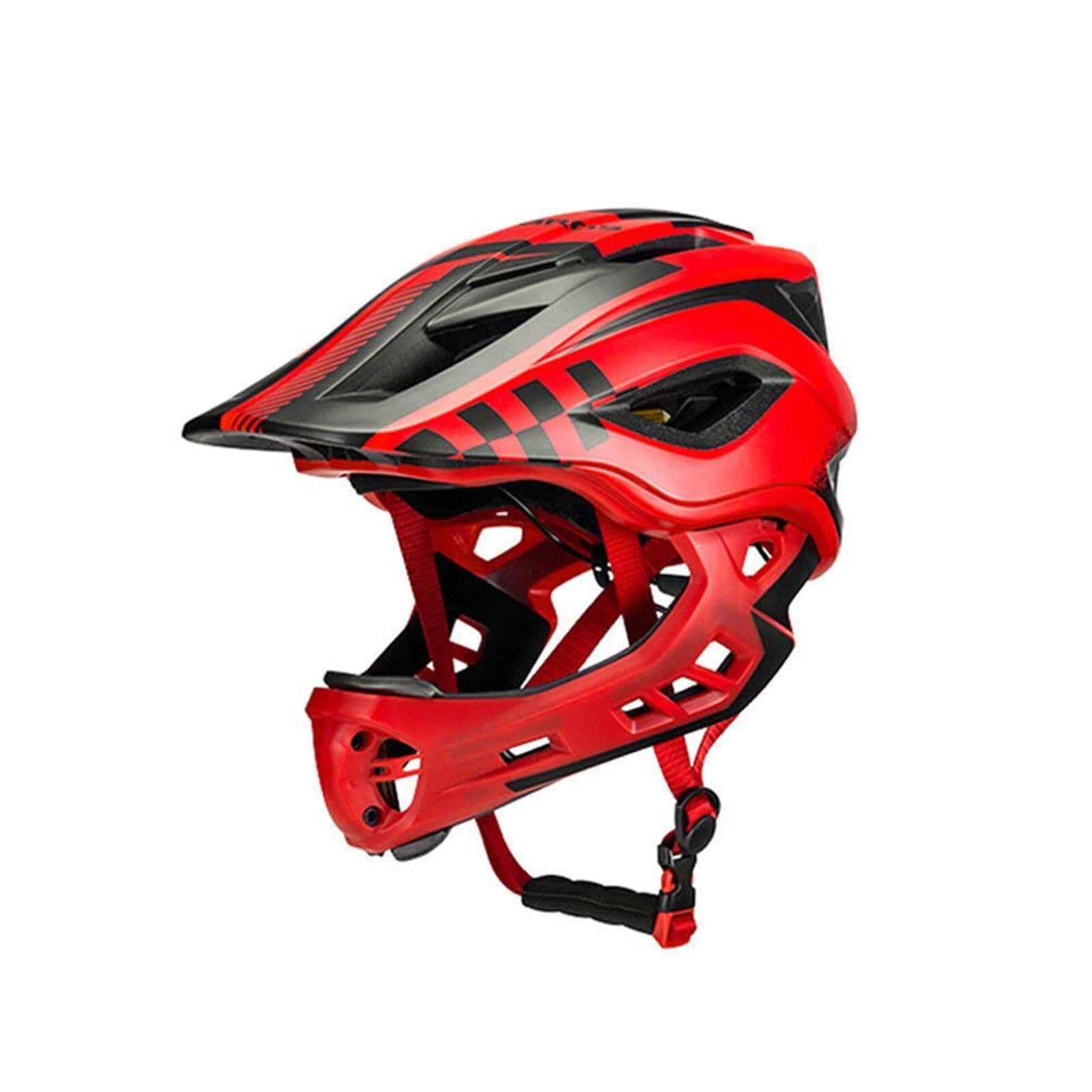 ROCKBROS Kids Full Face Bike Helmet Detachable Chin for MTB BMX Skateboard #Color_Red