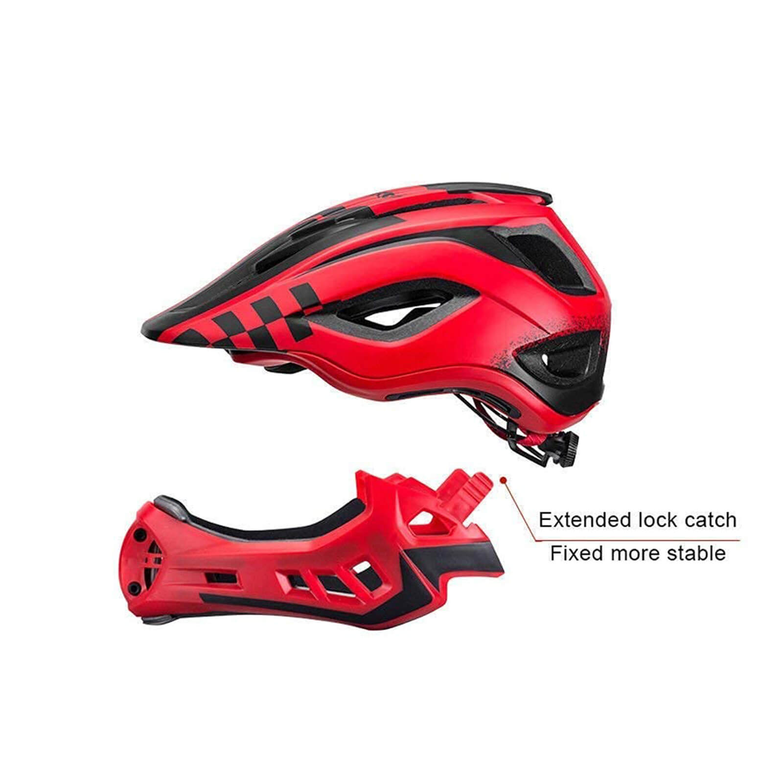 ROCKBROS Kids Full Face Bike Helmet Detachable Chin for MTB BMX Skateboard #Color_Red