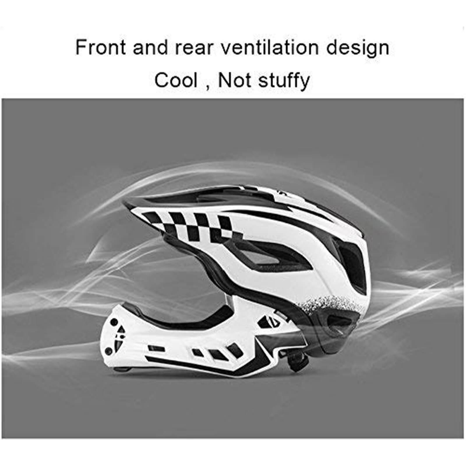 ROCKBROS Kids Full Face Bike Helmet Detachable Chin for MTB BMX Skateboard #Color_White