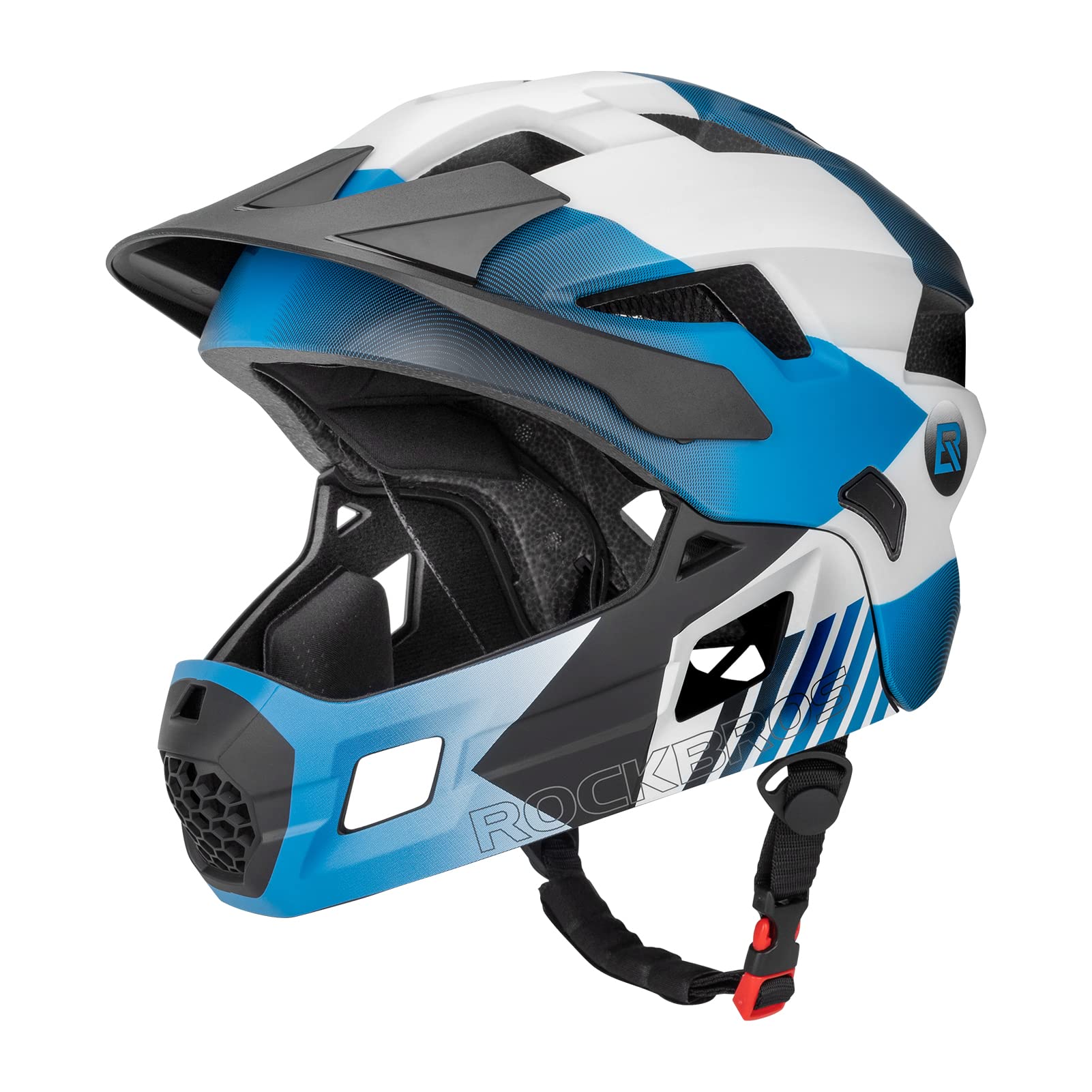 ROCKBROS Kids Helmet Safety Full Face Helmet for BMX MTB & Skateboard #Color_Blue