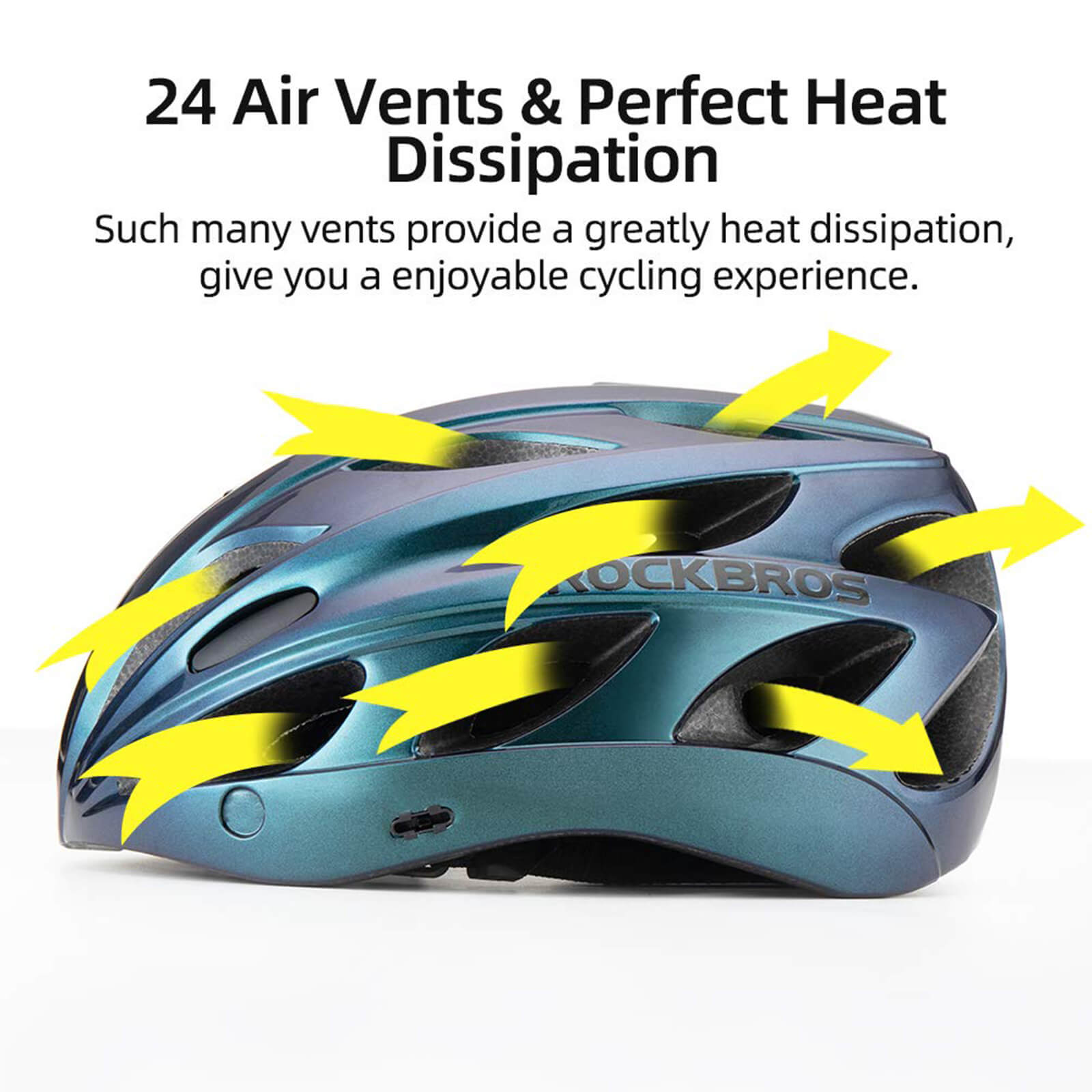 ROCKBROS Lightweight Cycling Helmet for Adults 24 Vents with Visor & Goggles #Color_Blue