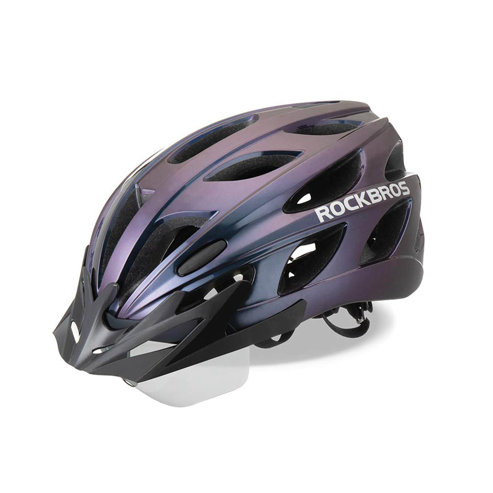 ROCKBROS Lightweight Cycling Helmet for Adults 24 Vents with Visor & Goggles #Color_Lilac