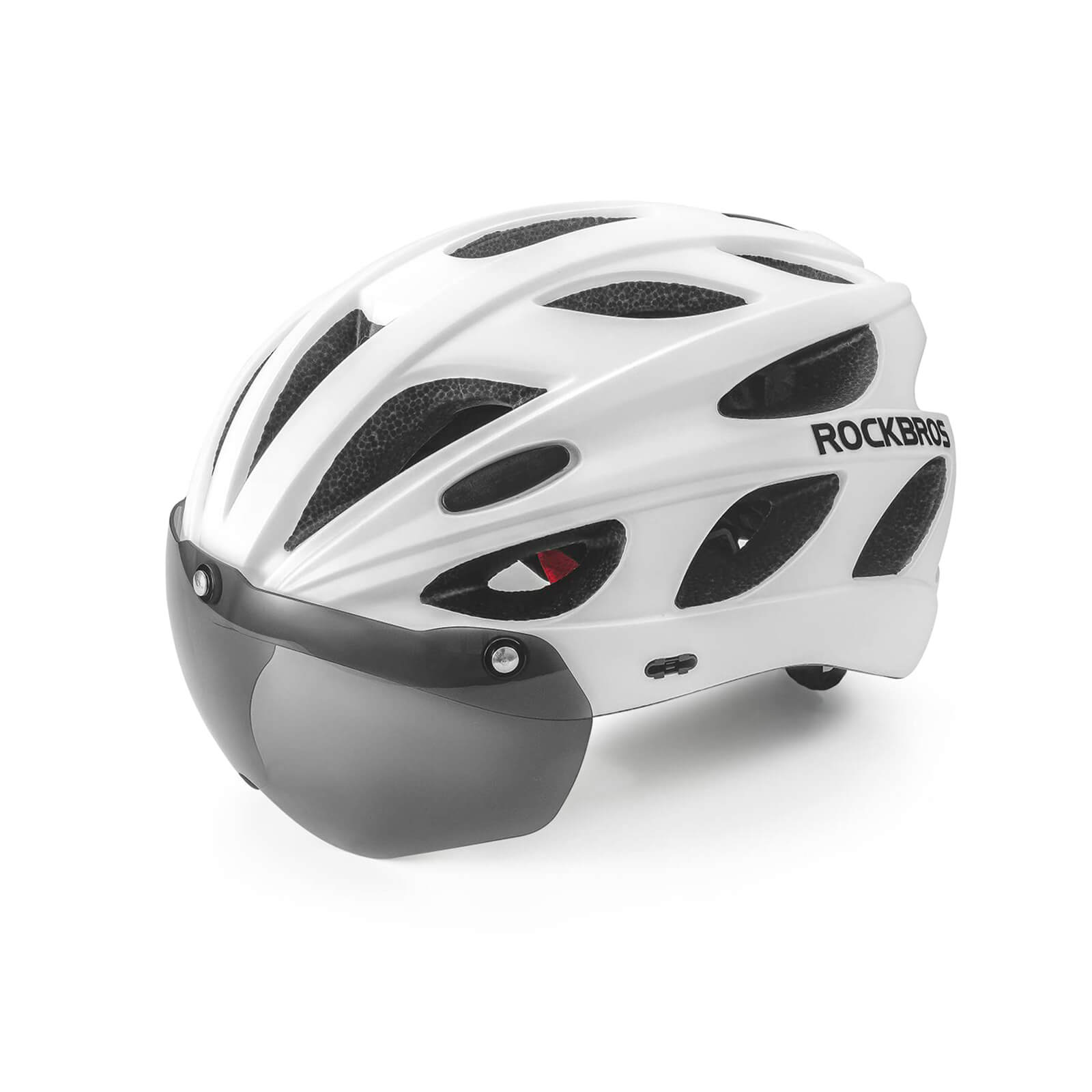 ROCKBROS Lightweight Cycling Helmet for Adults 24 Vents with Visor & Goggles #Color_White