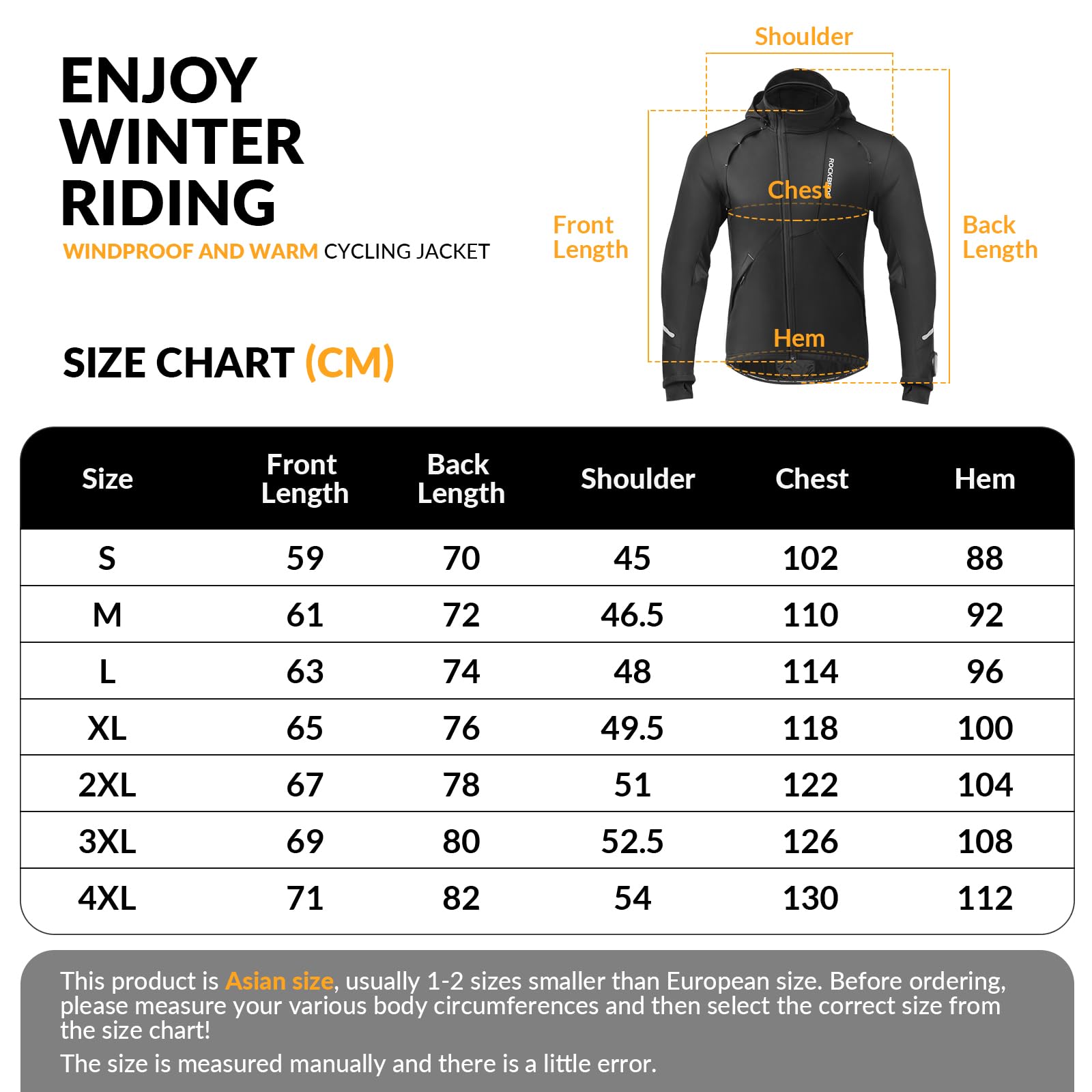 ROCKBROS Men's Cycling Jacket Thermal Softshell Jacket Windproof & Waterproof