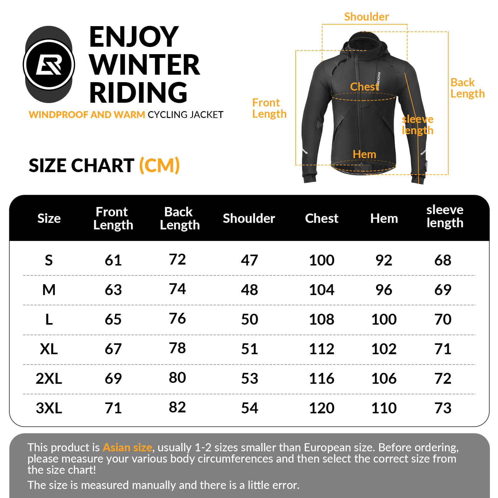 ROCKBROS Men's Cycling Jacket Thermal Softshell Jacket Windproof & Waterproof