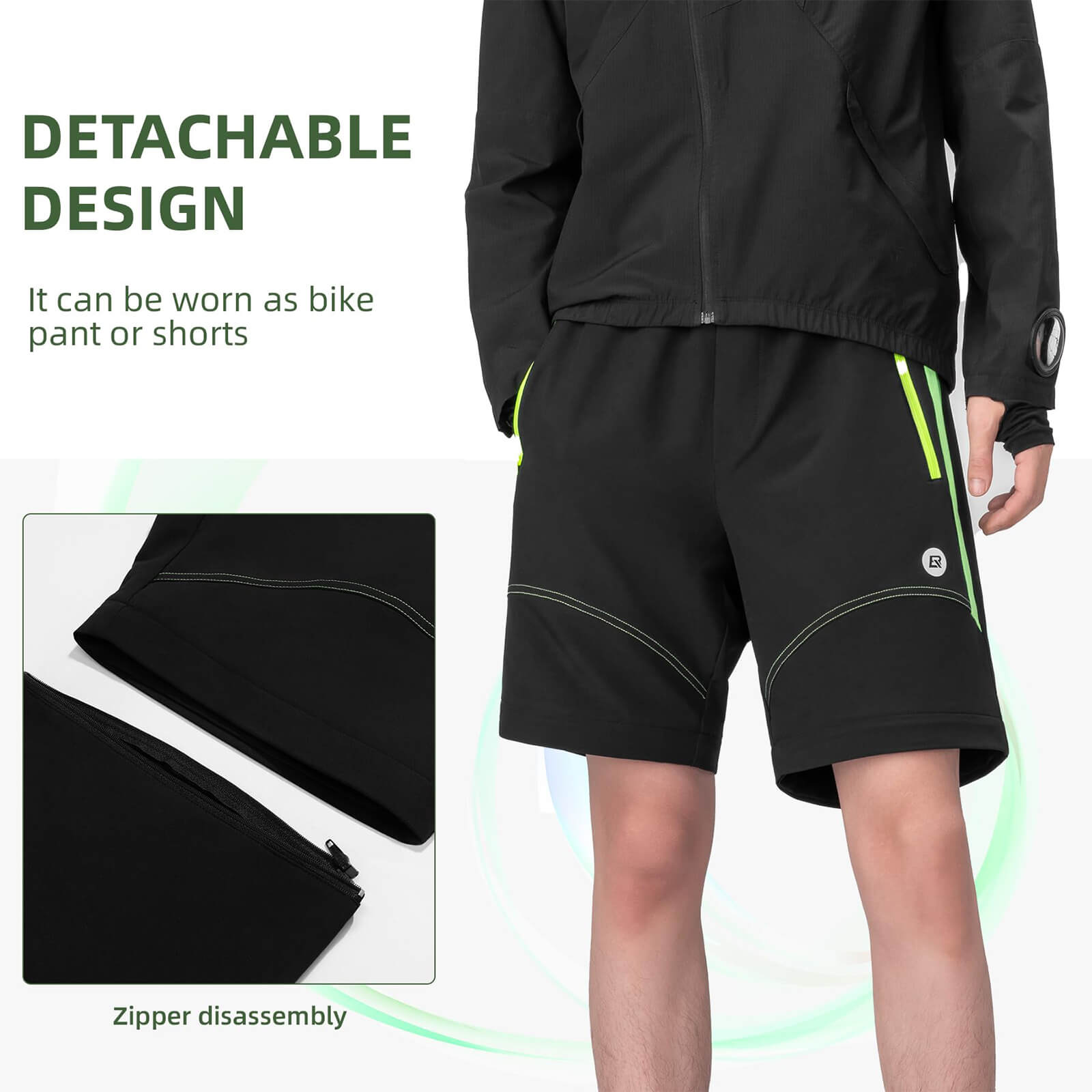 ROCKBROS Men's Double-Layer Detachable Cycling Pants with Padding Breathable