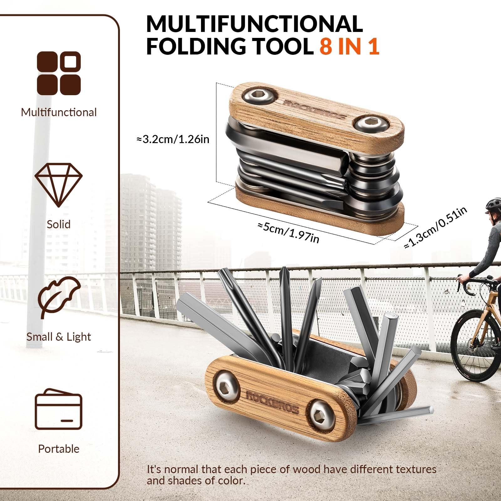 ROCKBROS Mini Lightweight Foldable Tools 8 in 1 Multitools Repair Set