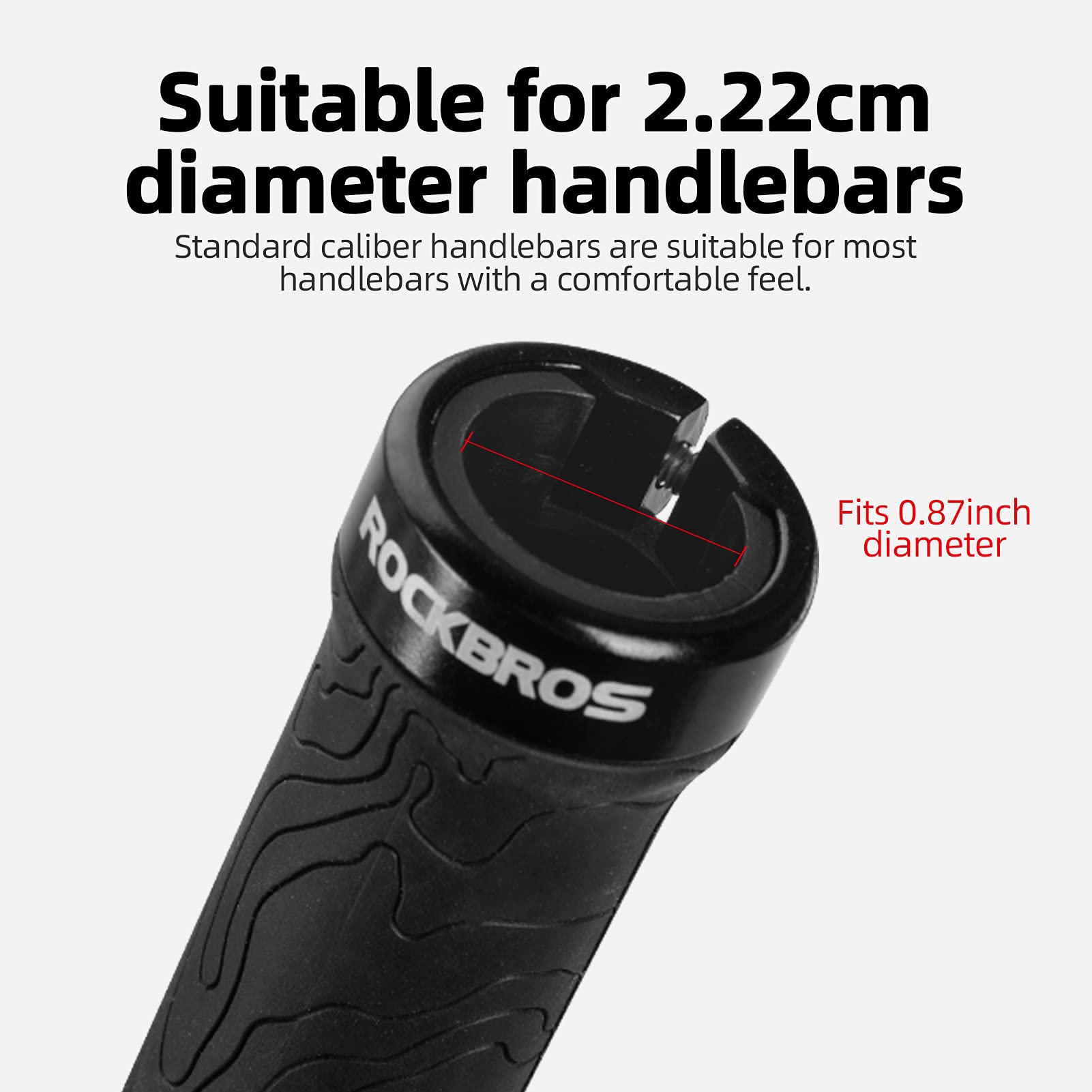 ROCKBROS Mountain Bike Handlebar Grips Double Lock-on Rubber Anti-slip #Color_Black