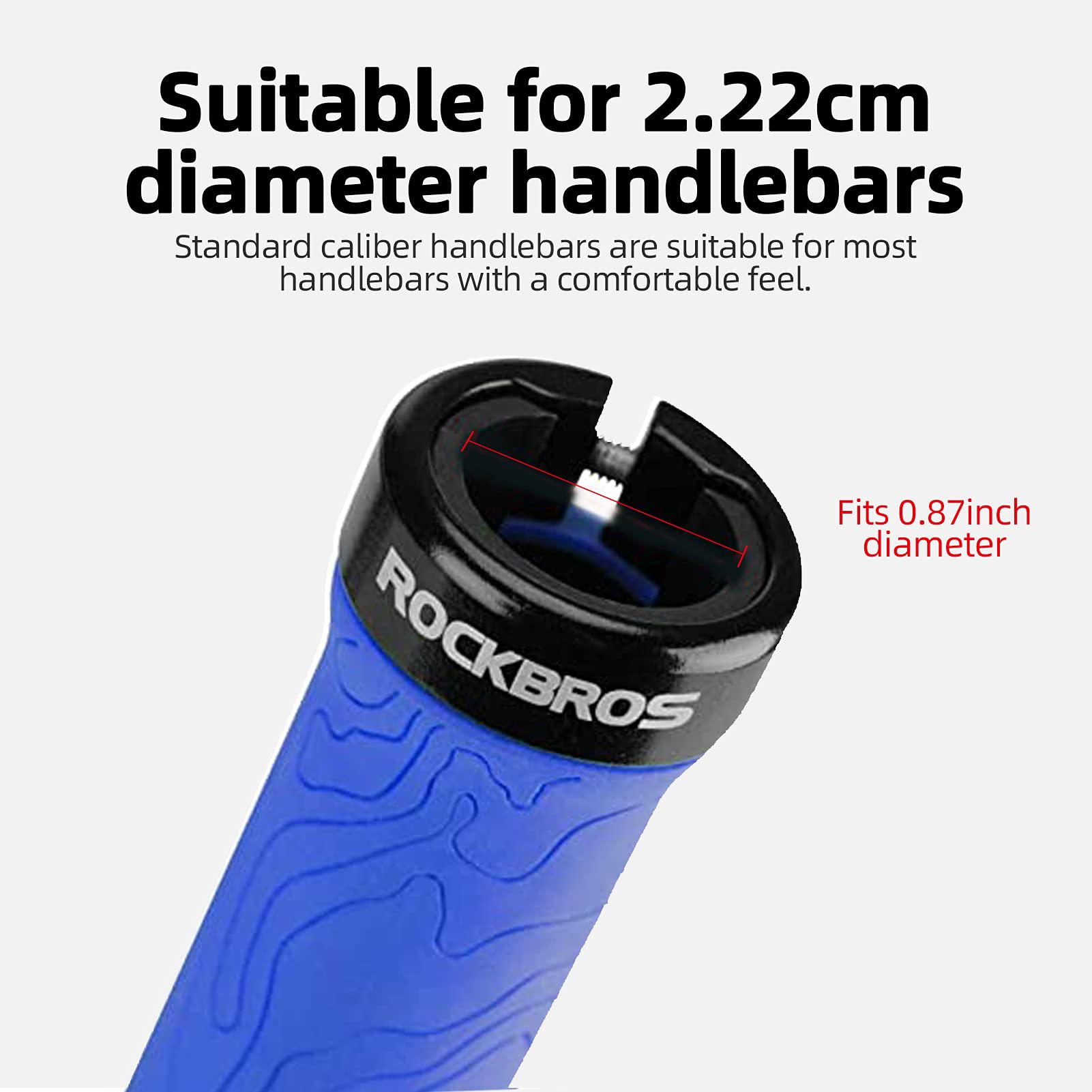 ROCKBROS Mountain Bike Handlebar Grips Double Lock-on Rubber Anti-slip #Color_Blue