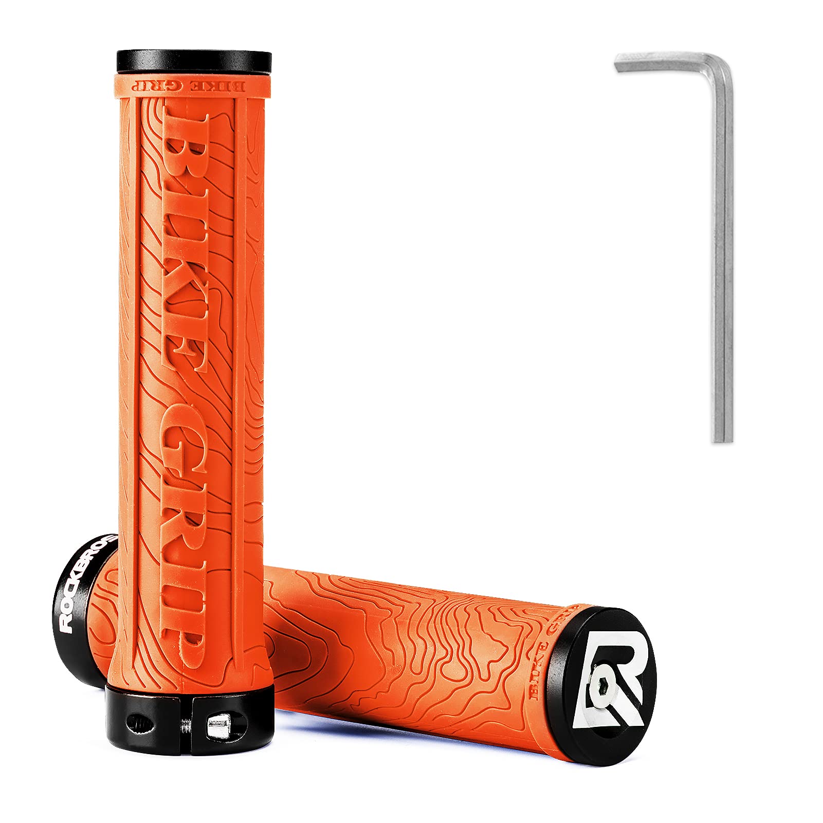 ROCKBROS Mountain Bike Handlebar Grips Double Lock-on Rubber Anti-slip #Color_Orange