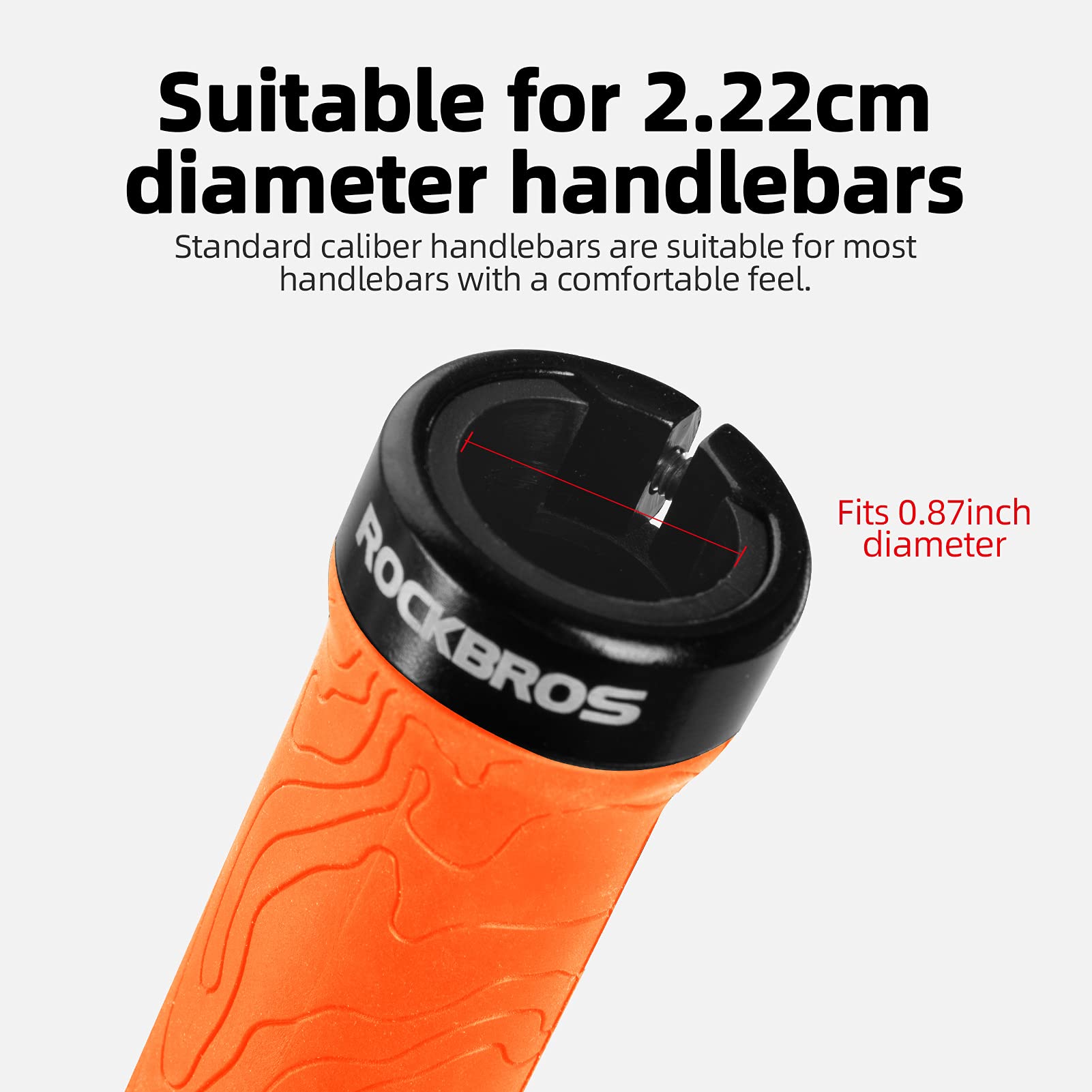 ROCKBROS Mountain Bike Handlebar Grips Double Lock-on Rubber Anti-slip #Color_Orange