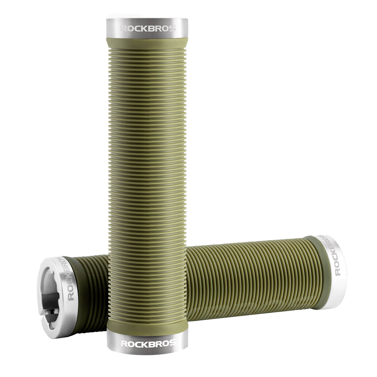 ROCKBROS Non-Slip Double Lock Bike Handlebar Grips 2.22mm Universal Fit #Color_Olive Drab